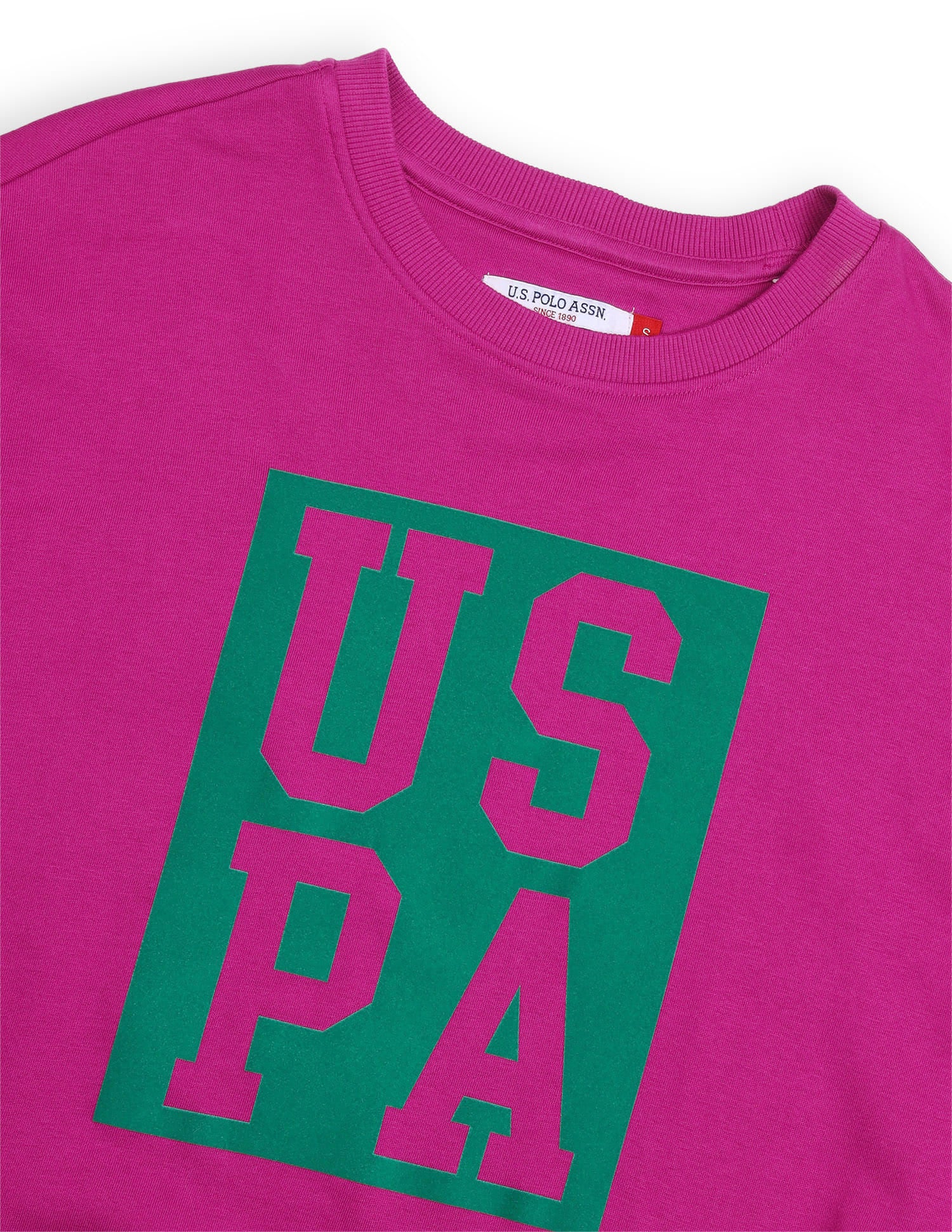 Brand Printed Relaxed Fit Sweatshirt Magenta - U.S. Polo Assn. India | Large