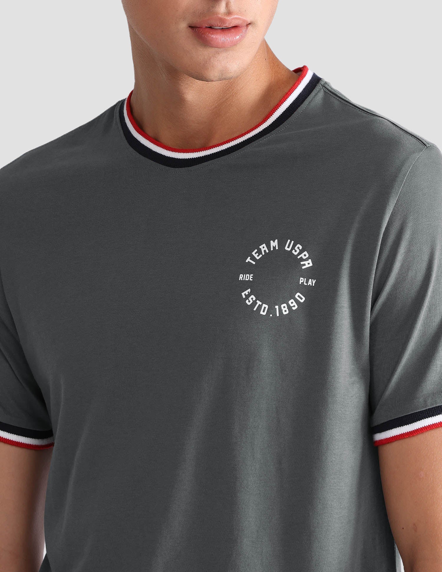 Comfort Fit Pure Cotton OEE01 Lounge T-Shirt - Pack Of 2 Dark Grey and Dark Wine - U.S. POLO ASSN. | Large