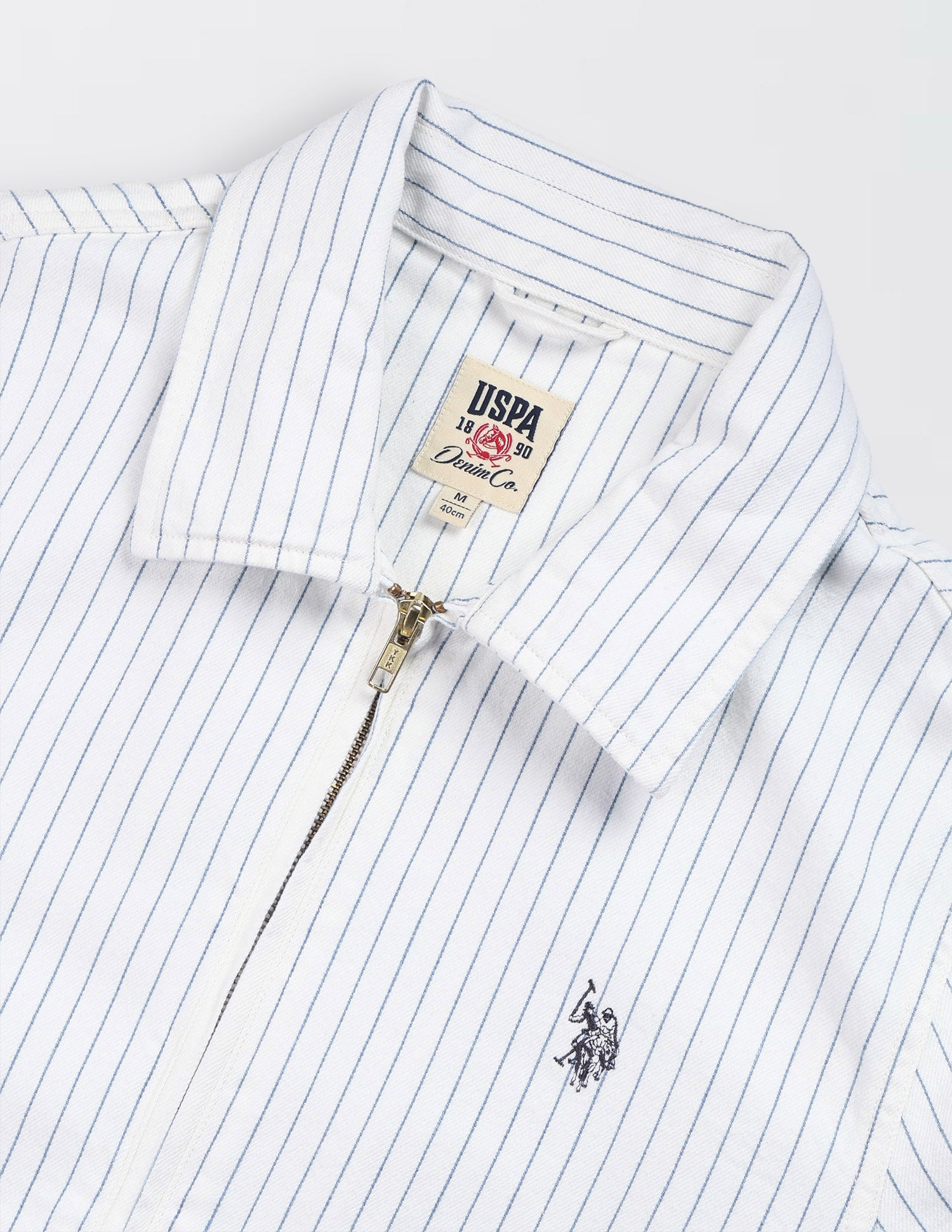 Vertical striped Regular Fit Shacket White - U.S. Polo Assn. India | Large