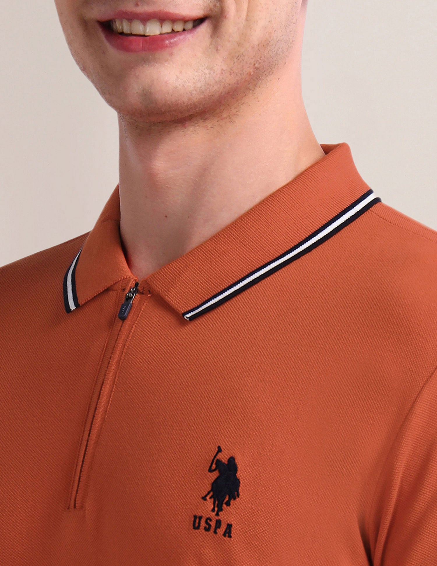 Slim Fit Solid Polo Shirt Rust - U.S. Polo Assn. India | Large
