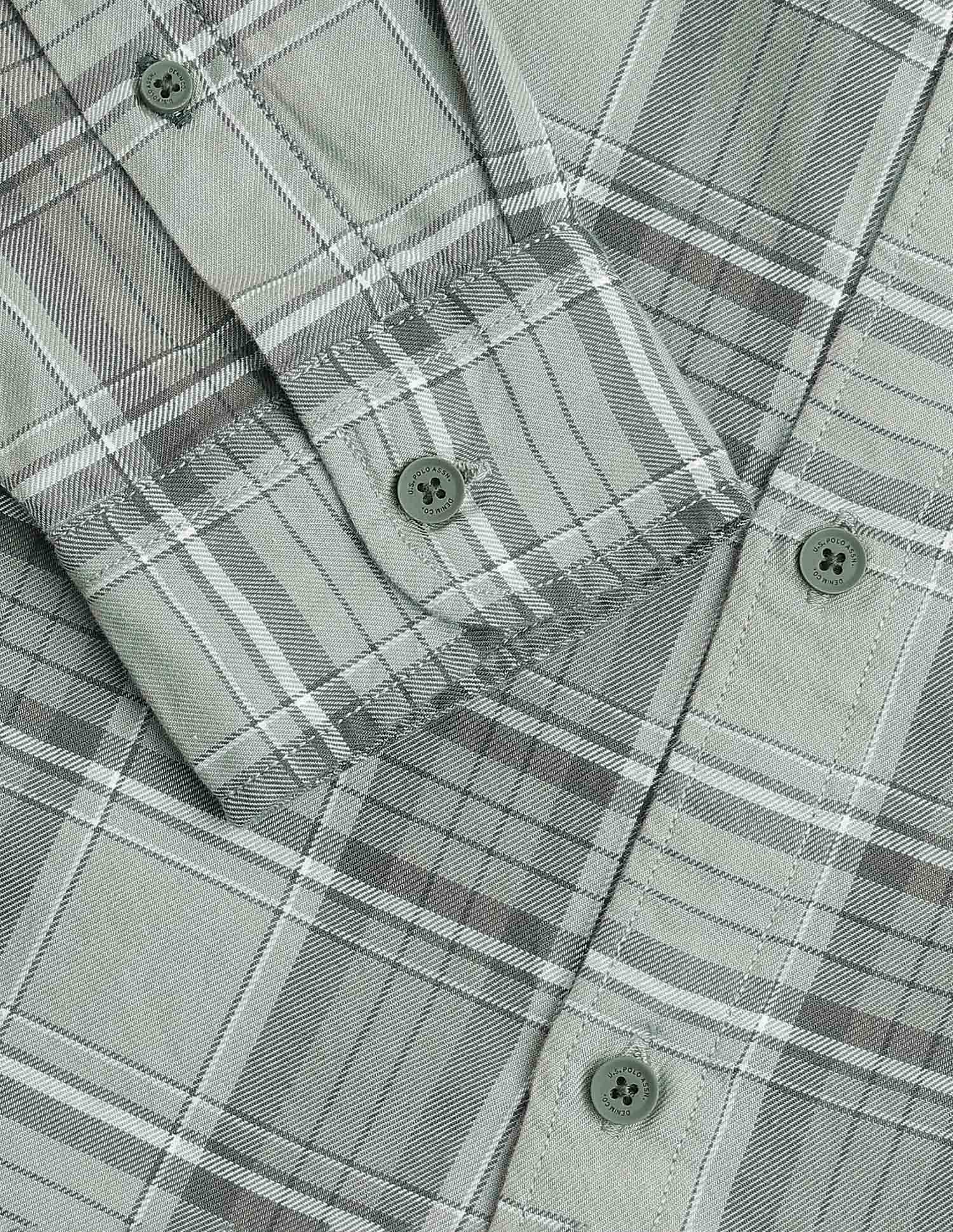 Tartan Checked Twill Shirt Light Olive - U.S. Polo Assn. India | Large