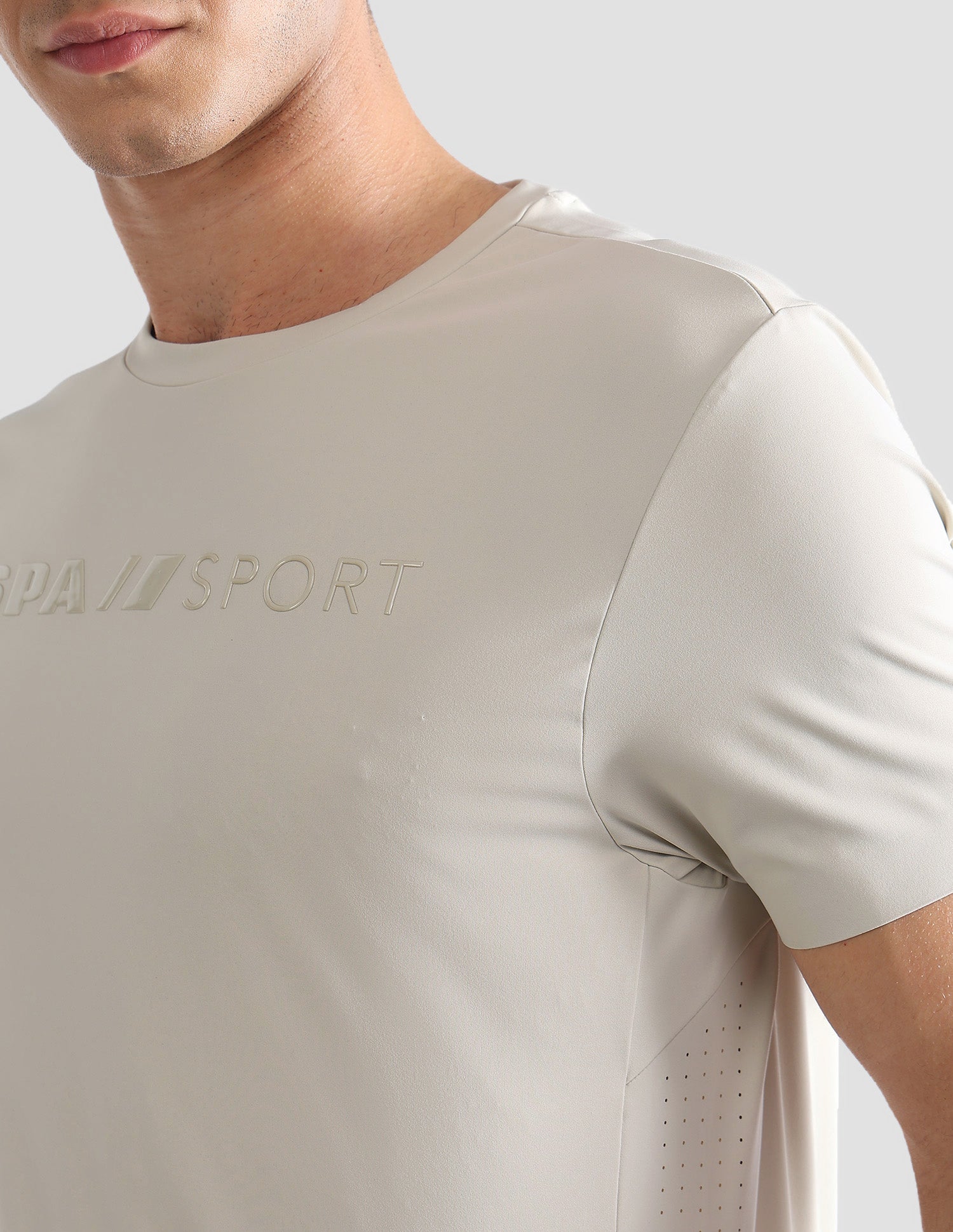 Solid Slim Fit Active T-Shirt Beige - U.S. Polo Assn. India | Large