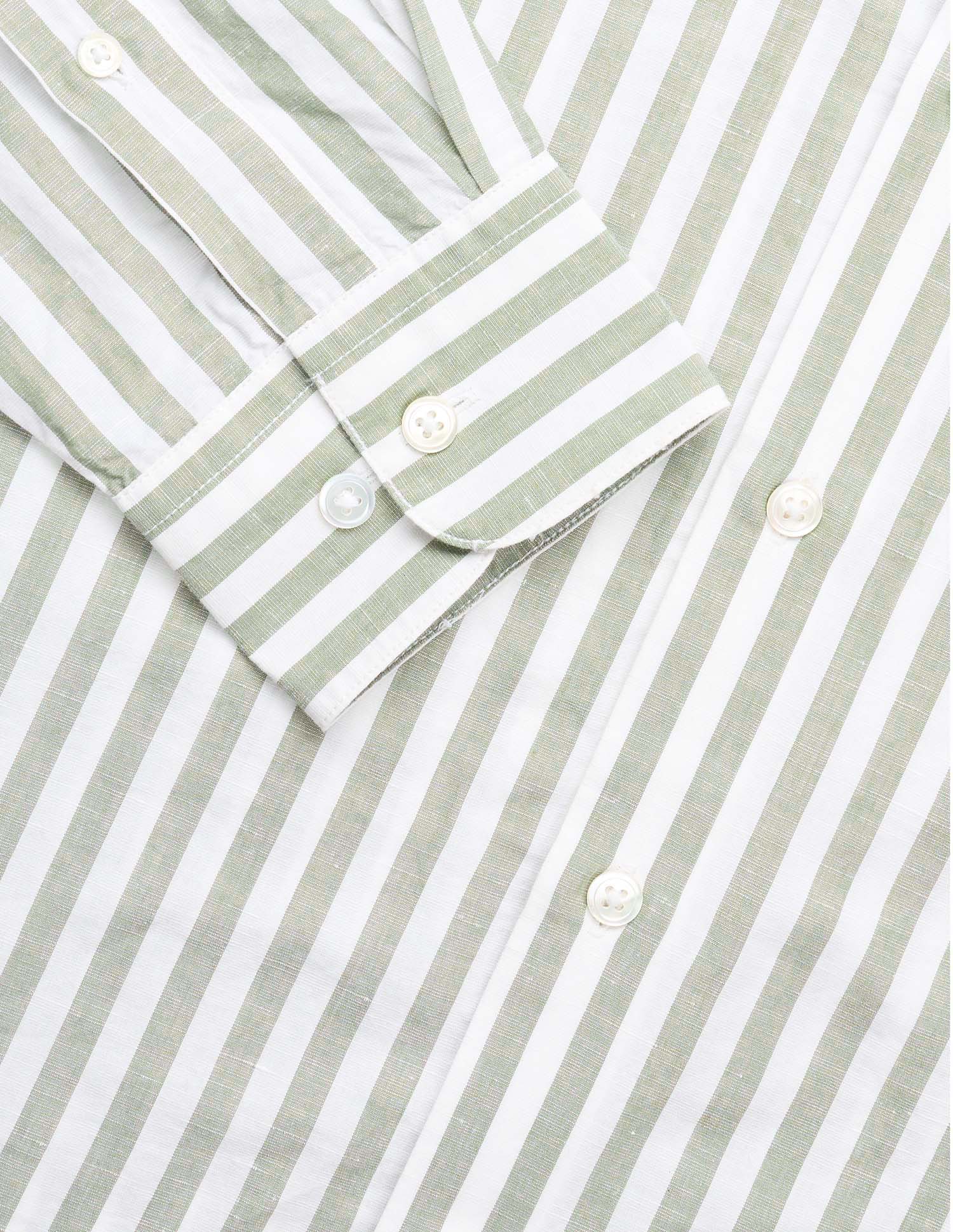 Pacho X Vertical Stripe Cotton Linen Shirt Light Green - U.S. POLO ASSN. | Large