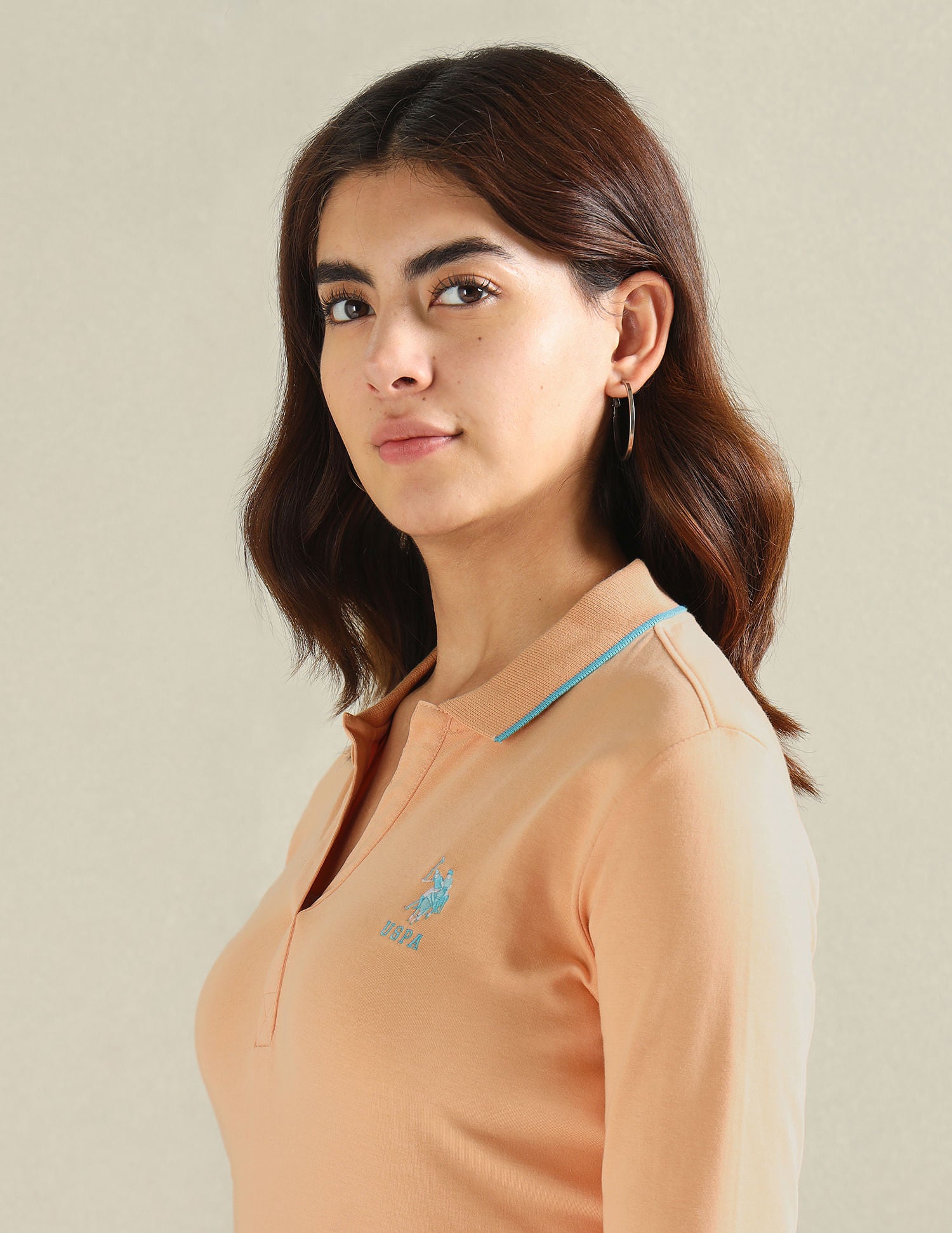 Tipped Collar Solid Polo Shirt Peach - U.S. POLO ASSN. | Large