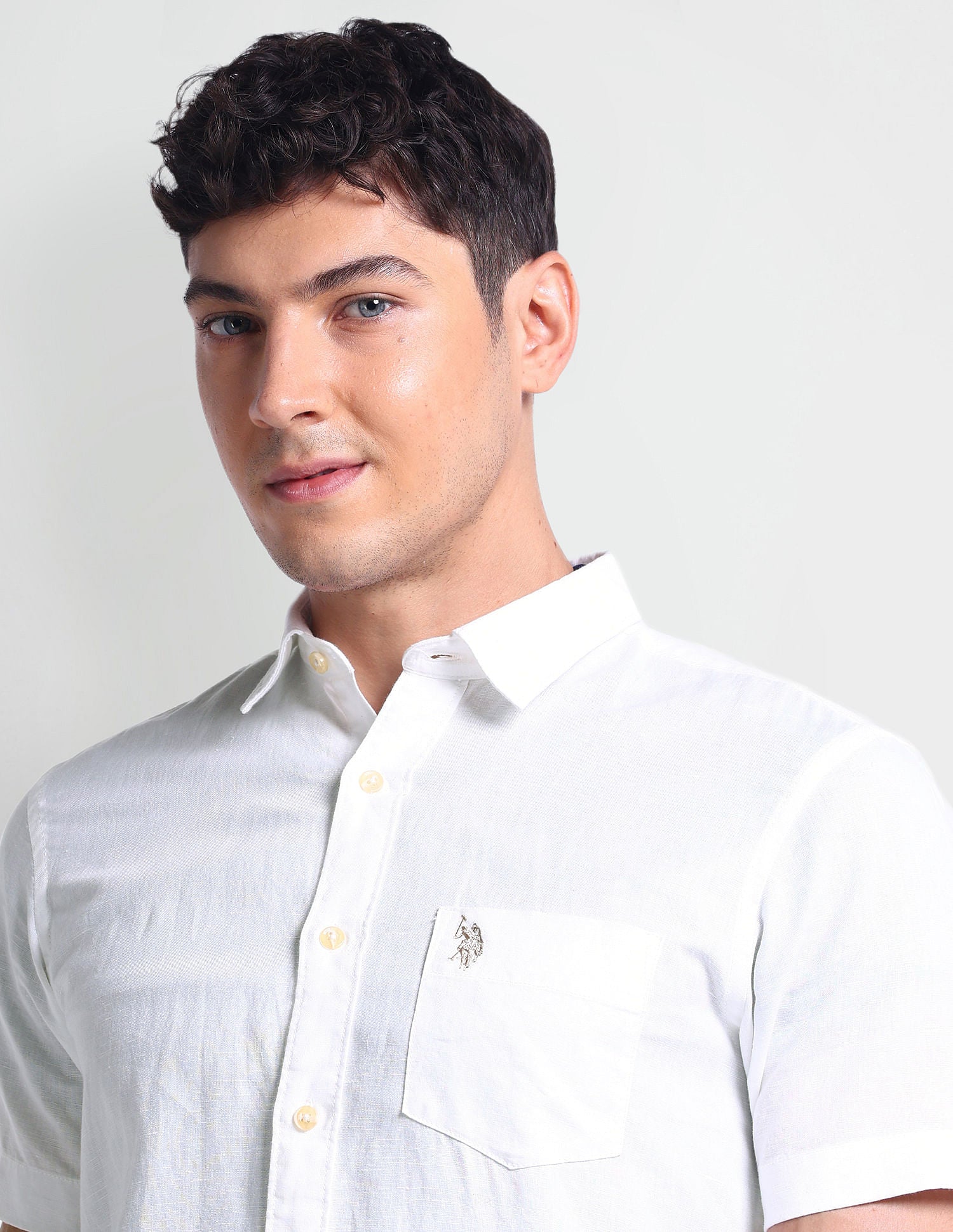 Slim Fit Short Sleeve Shirt White - U.S. Polo Assn. India | Large
