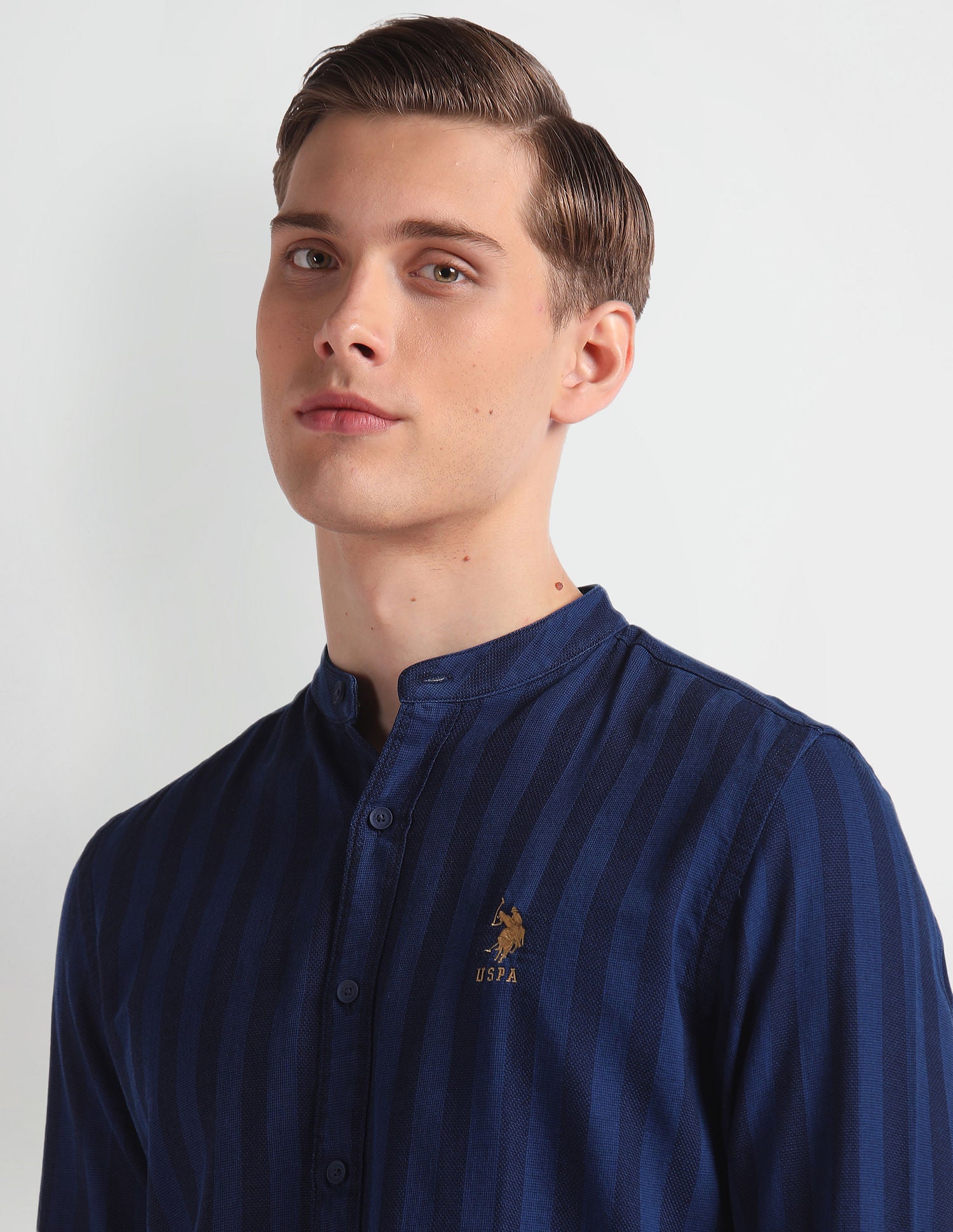 Vertical Stripe Cotton Shirt Blue - U.S. Polo Assn. India | Large