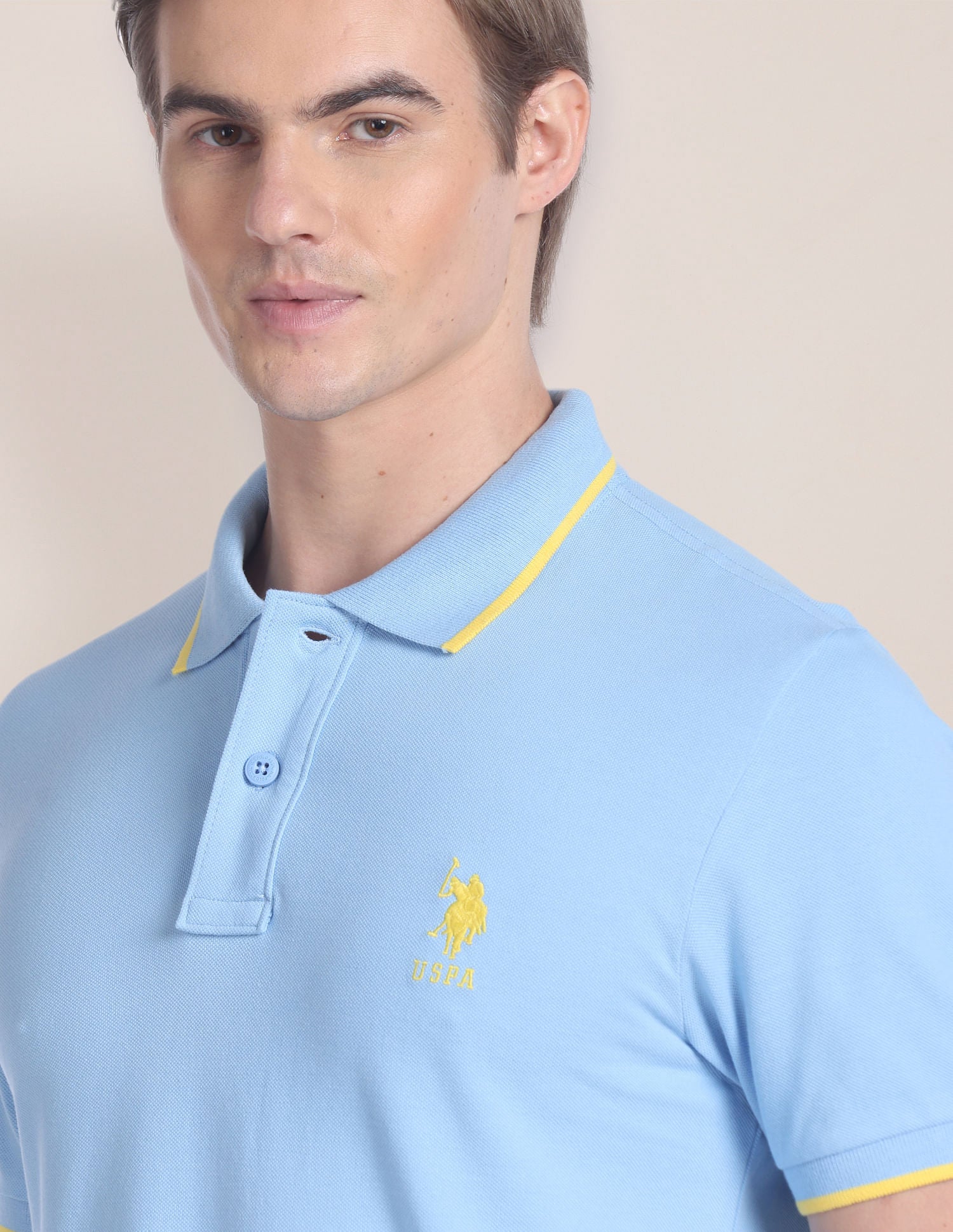 Solid Pique Polo Shirt Light Blue - U.S. Polo Assn. India | Large