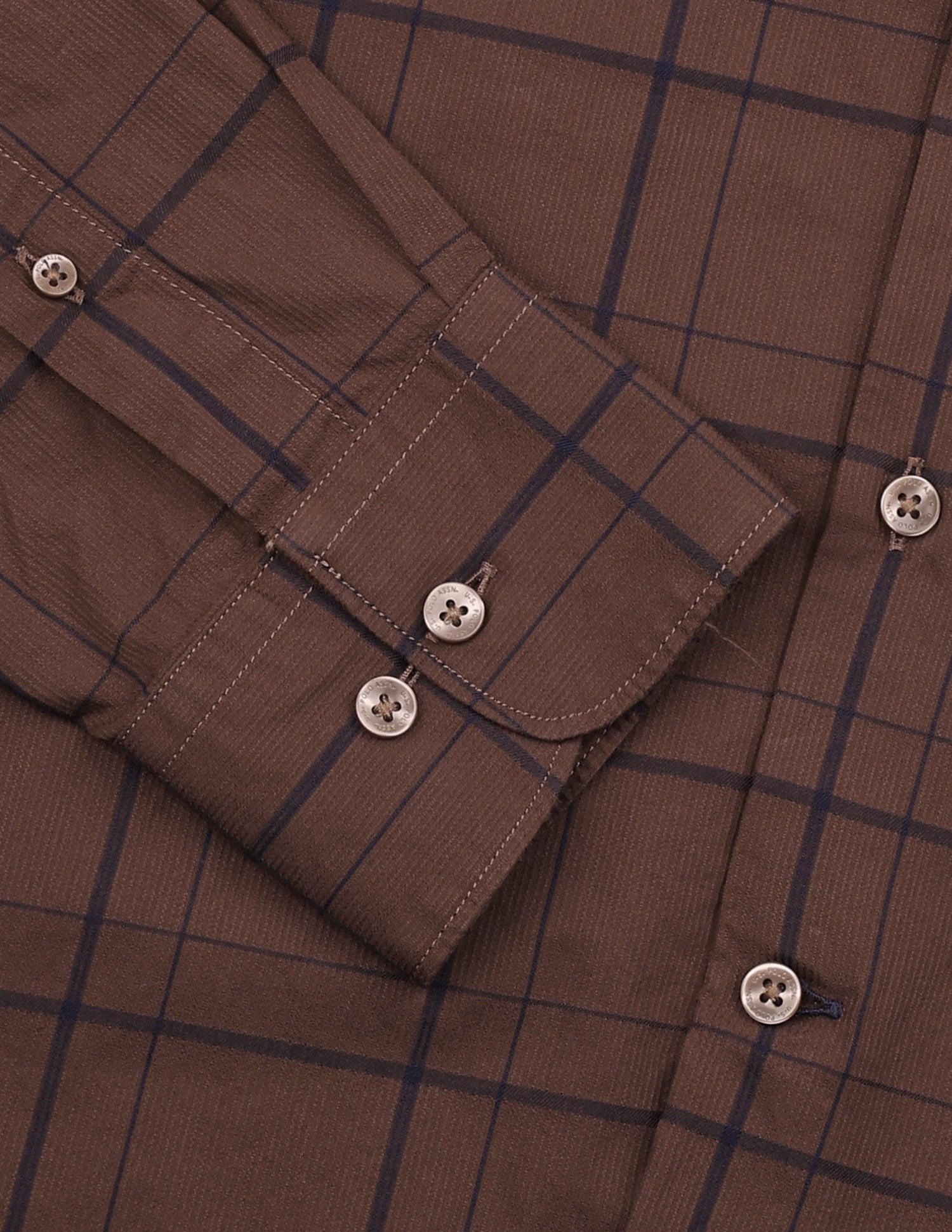 Windowpane Checked Tailored Fit Shirt Brown - U.S. Polo Assn. India | Large
