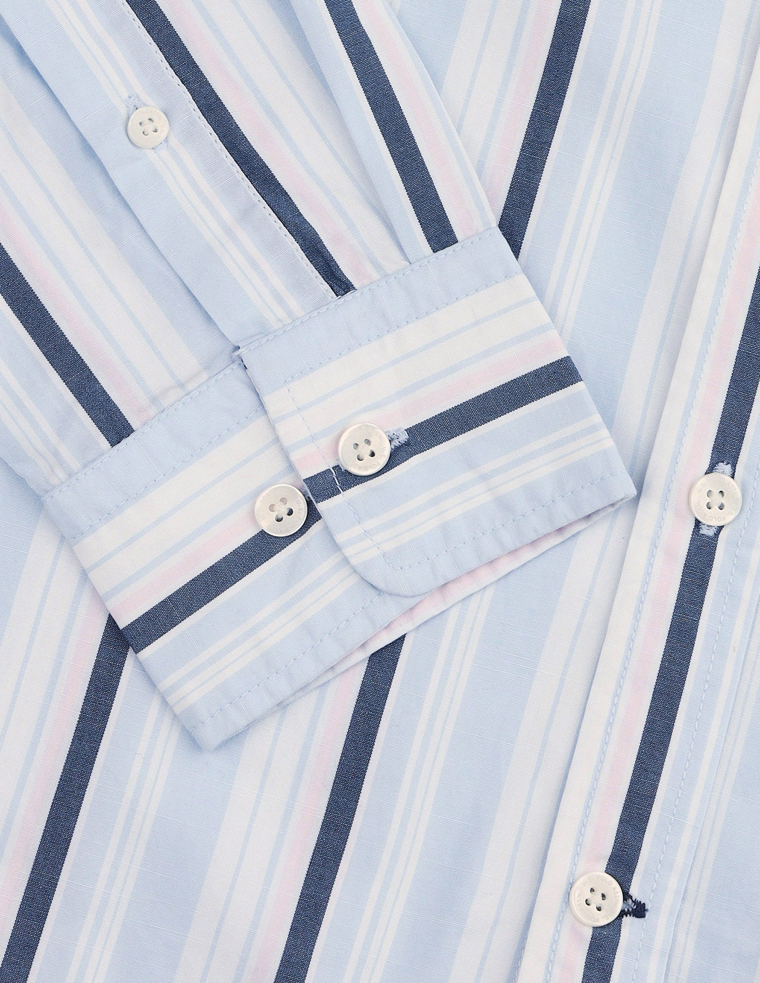Tailored Fit Vertical Striped Shirt Light Blue - U.S. Polo Assn. India | Large