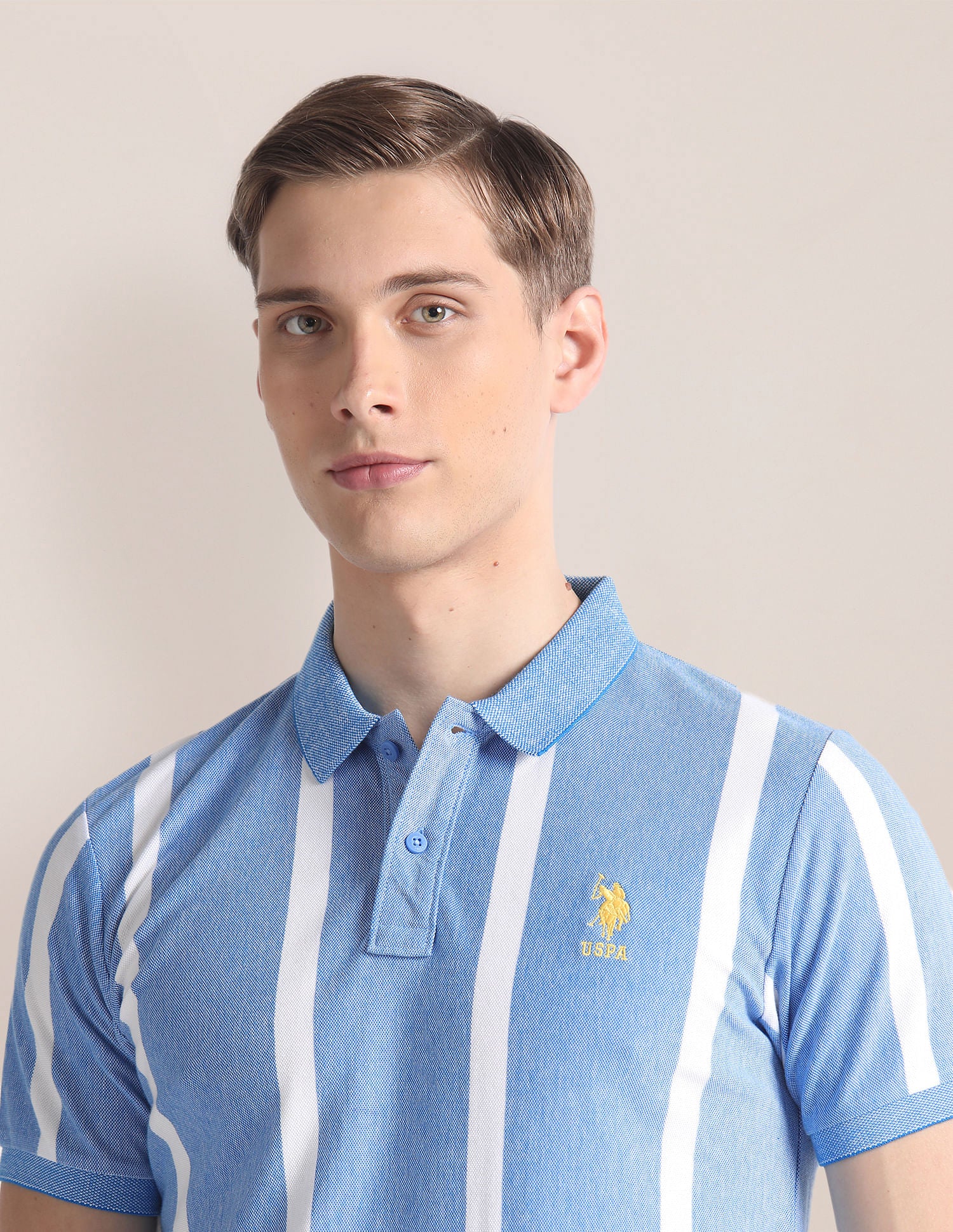Vertical Stripe Cotton Polo Shirt Blue - U.S. Polo Assn. India | Large