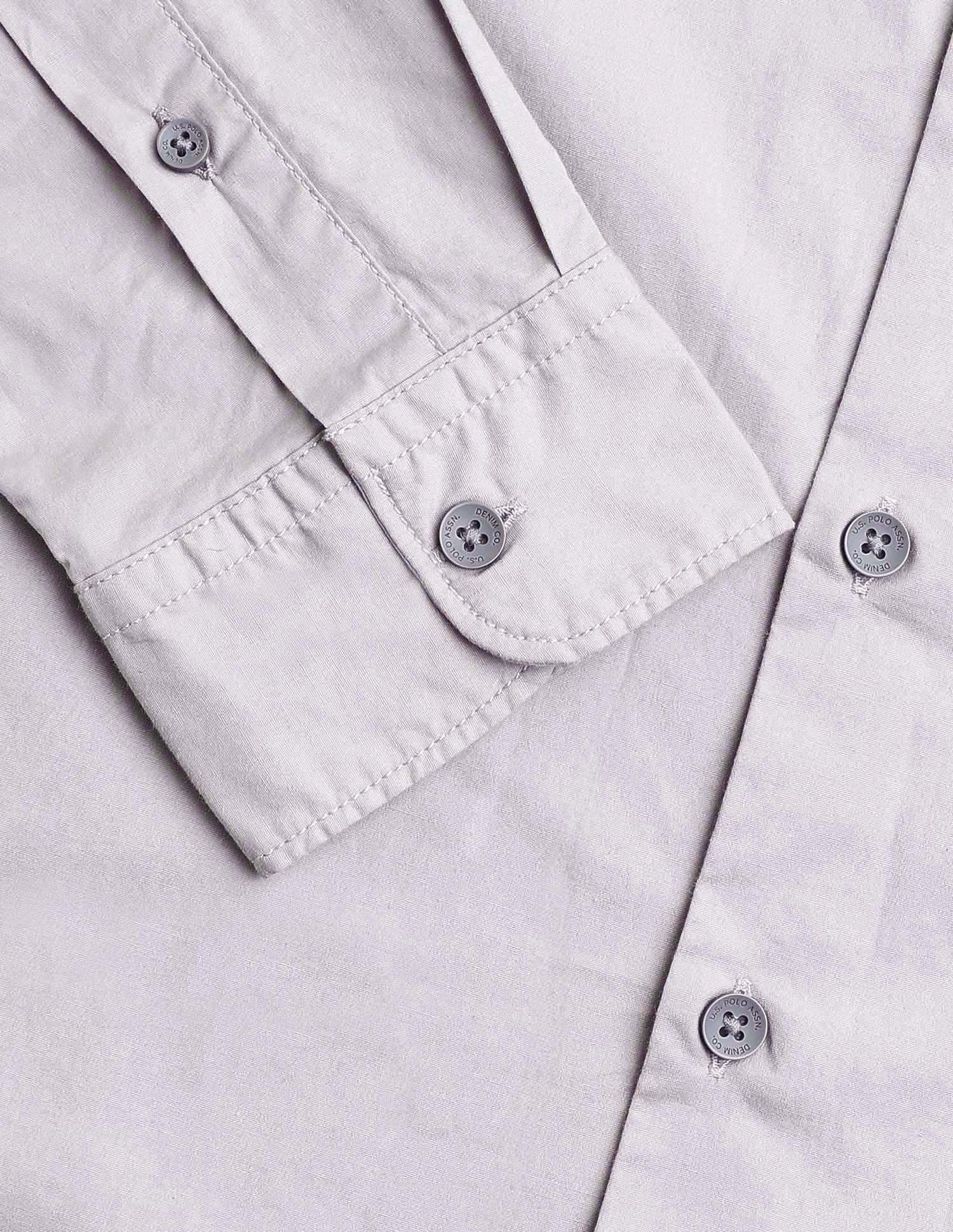 Solid Regular Fit Poplin Shirt Light Grey - U.S. Polo Assn. India | Large