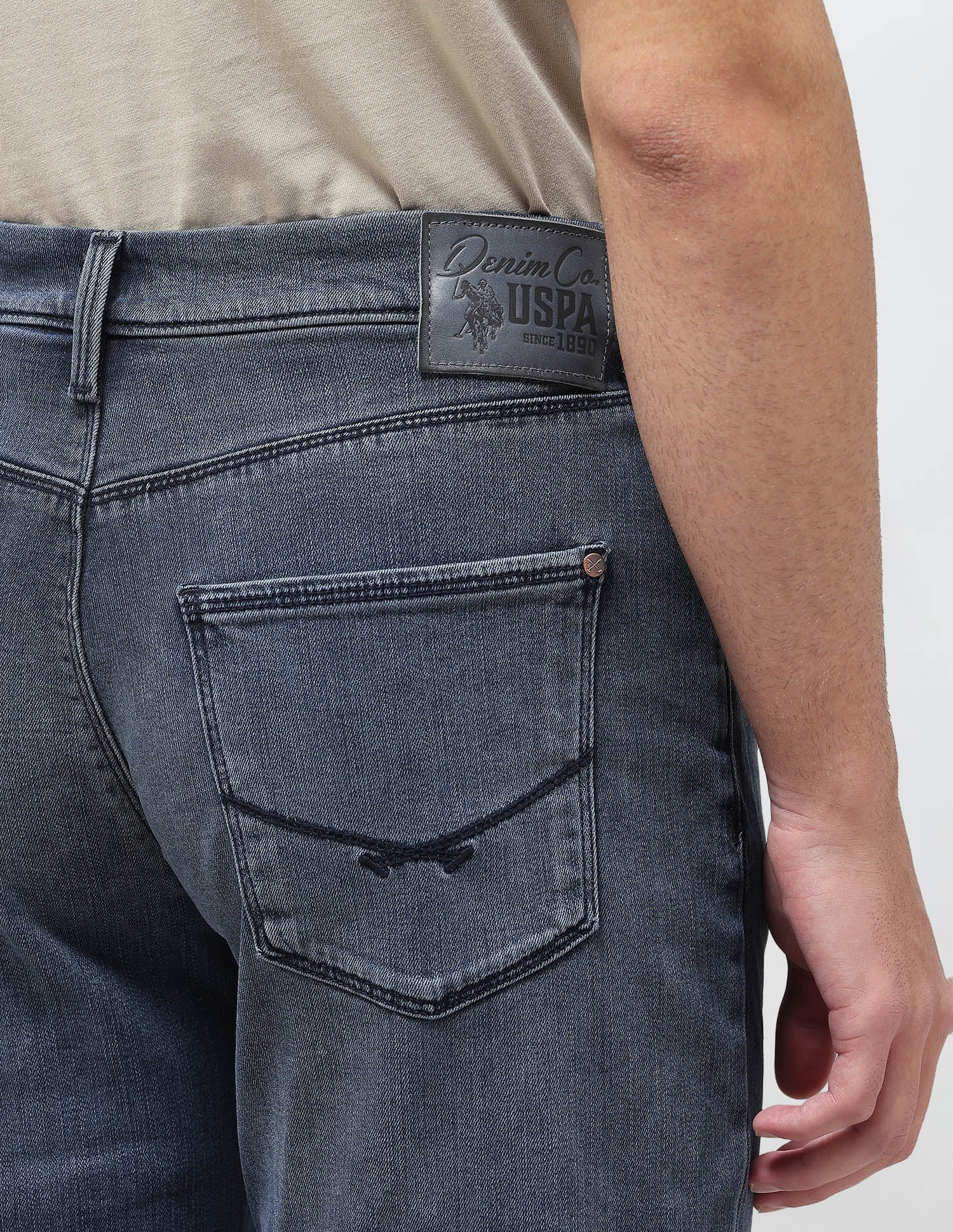 Harold Slim Straight Fit Blue Jeans Mid Blue - U.S. Polo Assn. India | Large