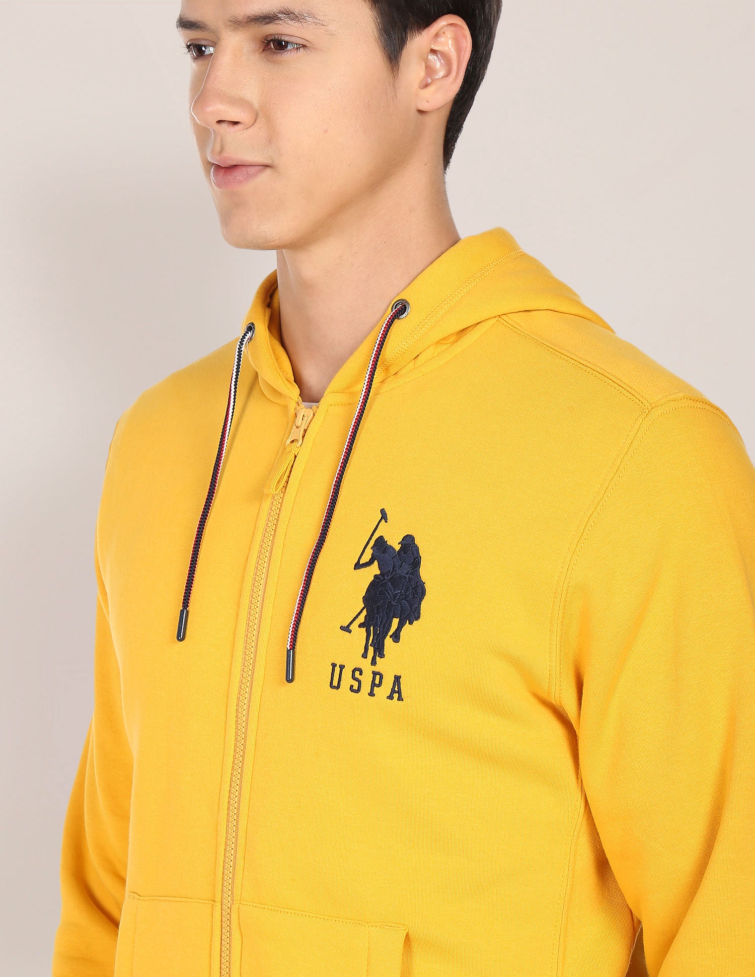 Solid Hooded Sweatshirt Yellow - U.S. POLO ASSN. | Large