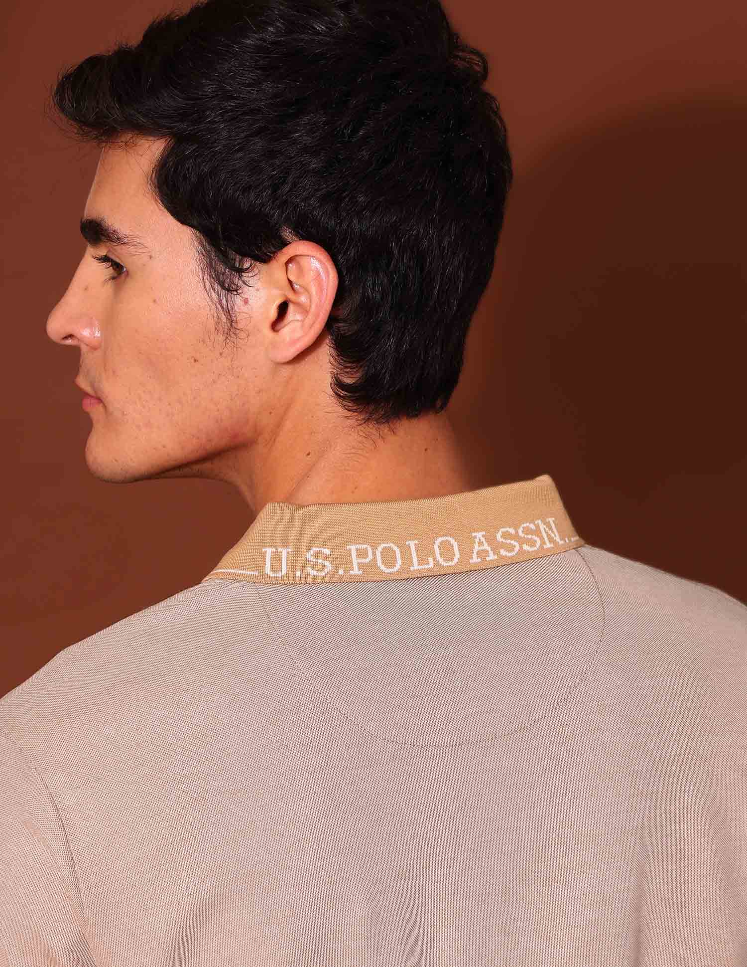 Solid Work and Wander Polo Shirt Beige - U.S. POLO ASSN. | Large