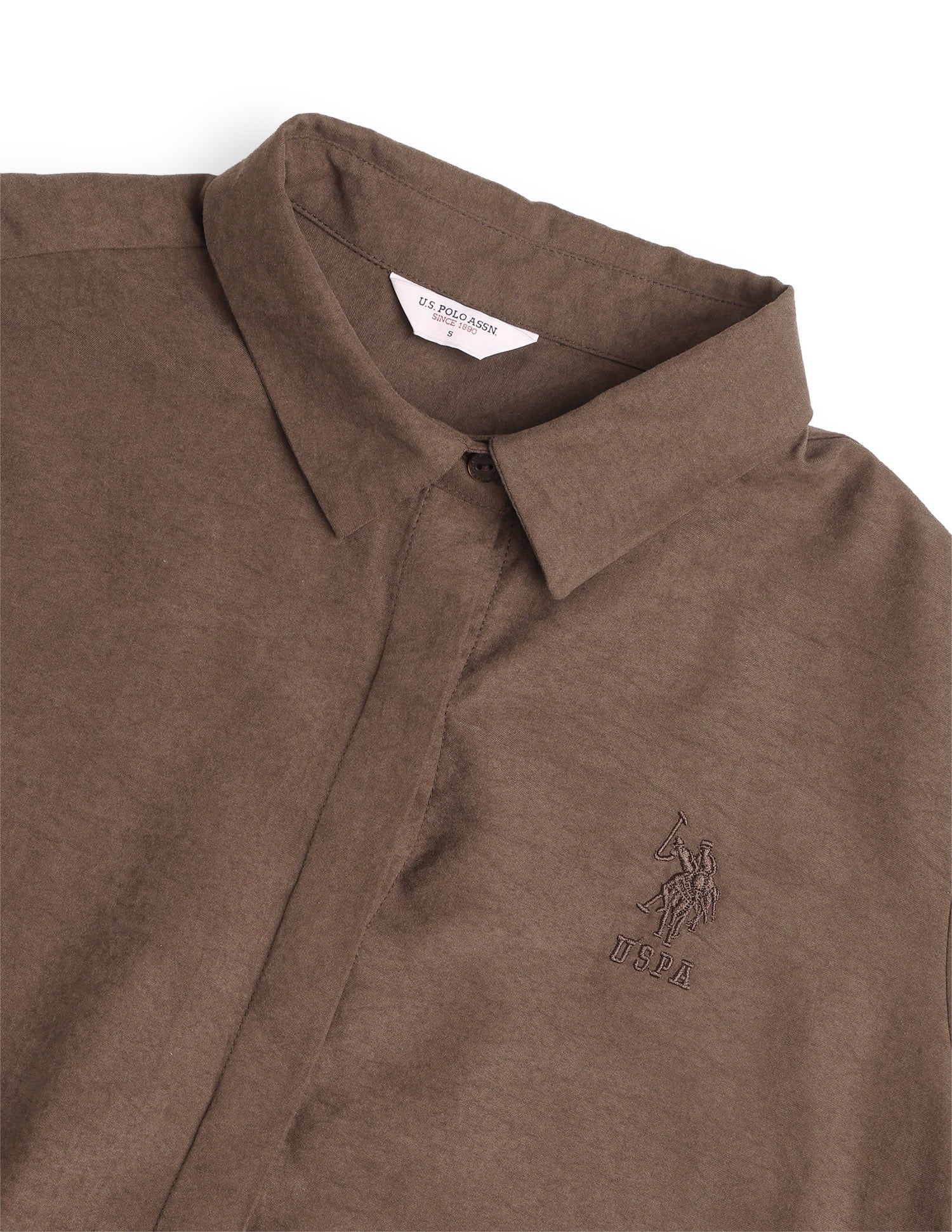Solid Regular Fit Shirt Dark Brown - U.S. Polo Assn. India | Large