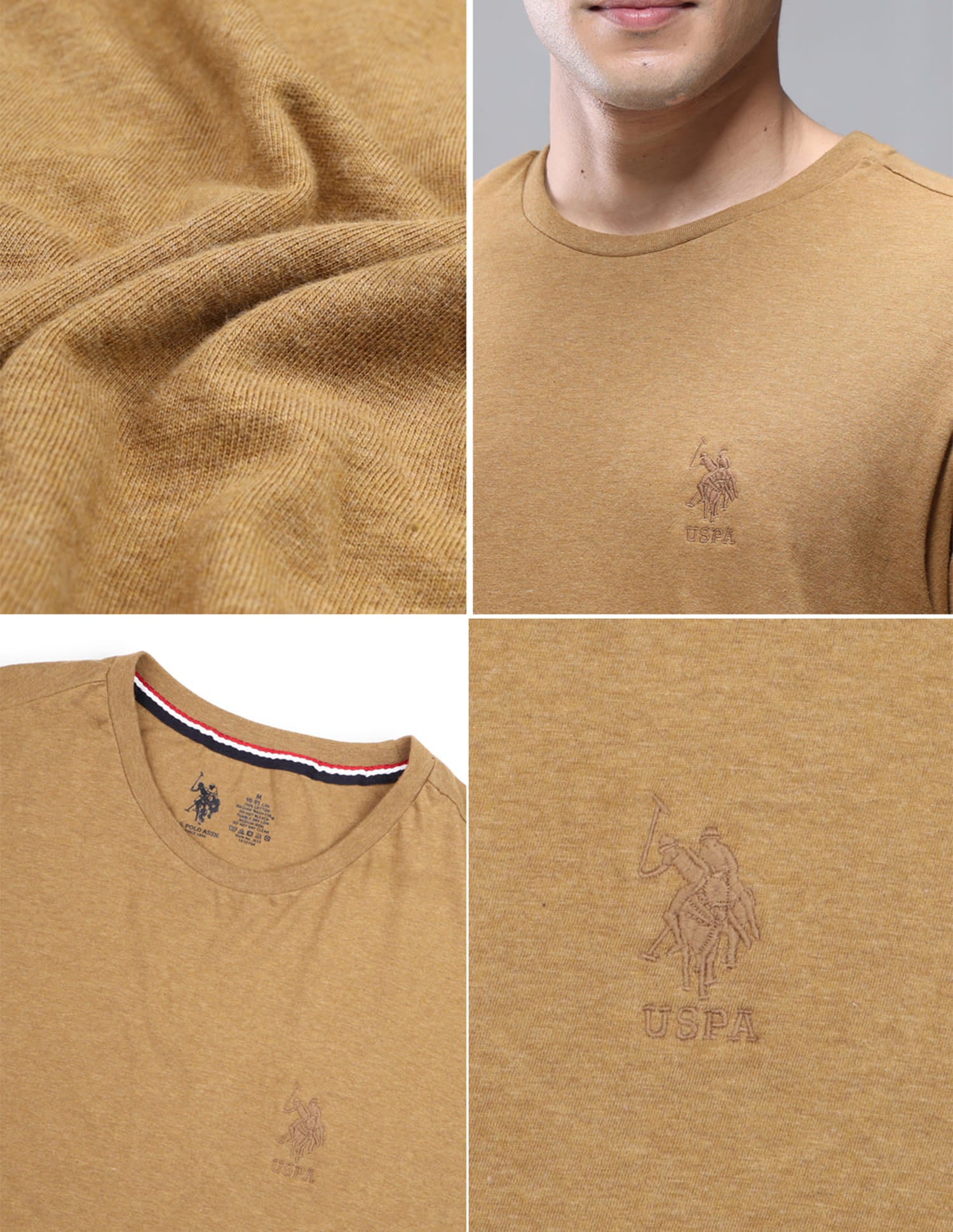 Pure Cotton Comfort Fit I633 Lounge T-Shirt - Pack Of 1 Mustard Melange - U.S. Polo Assn. India | Large