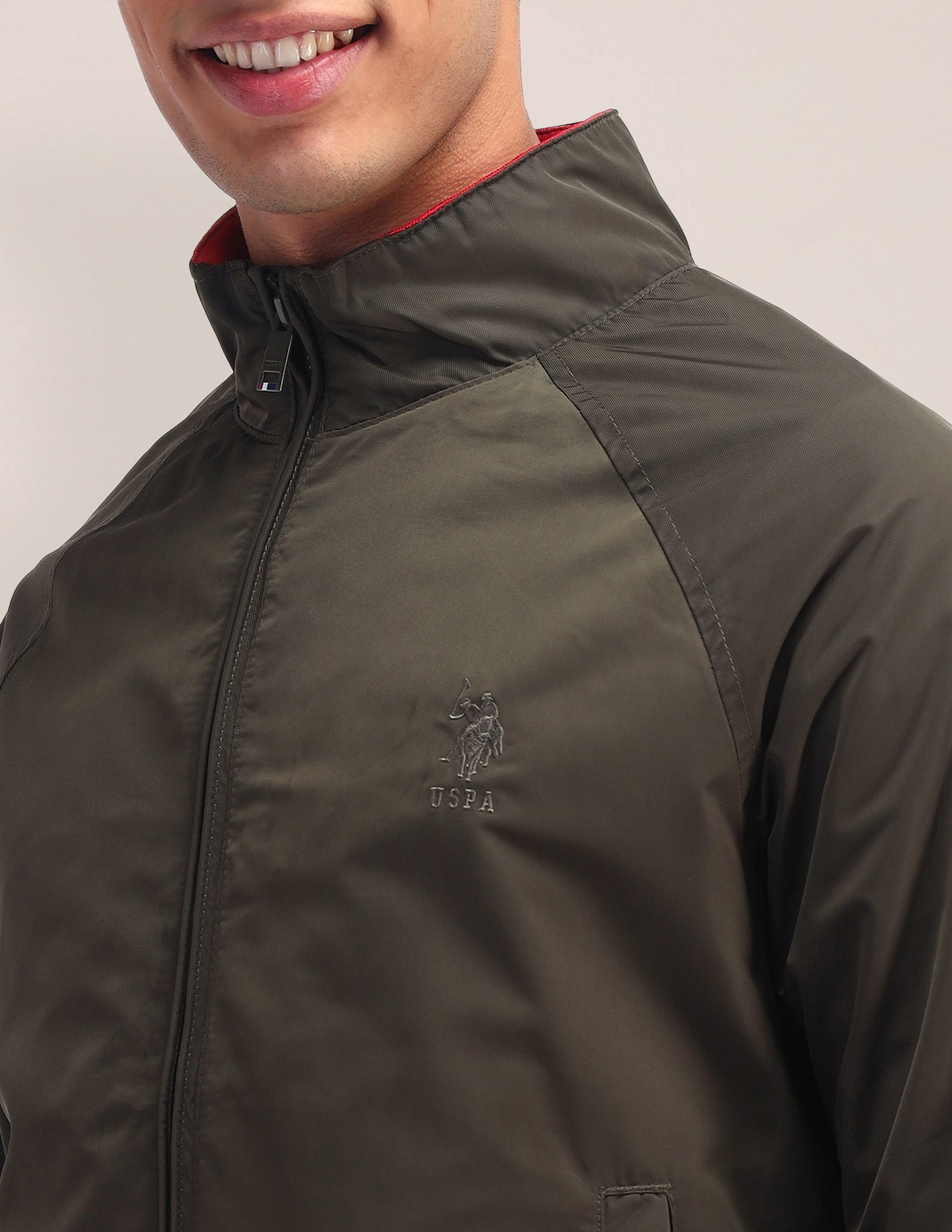 Solid Regular Fit Jacket Sap Olive - U.S. POLO ASSN. | Large