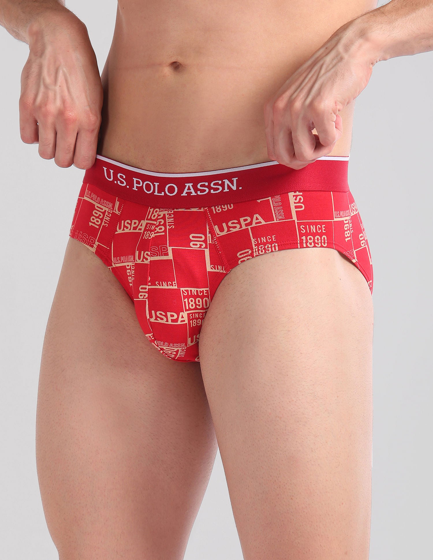 Abrasion Free Printed OEB01 Briefs - Pack Of 3 Blue, Navy and Red - U.S. POLO ASSN. | Large