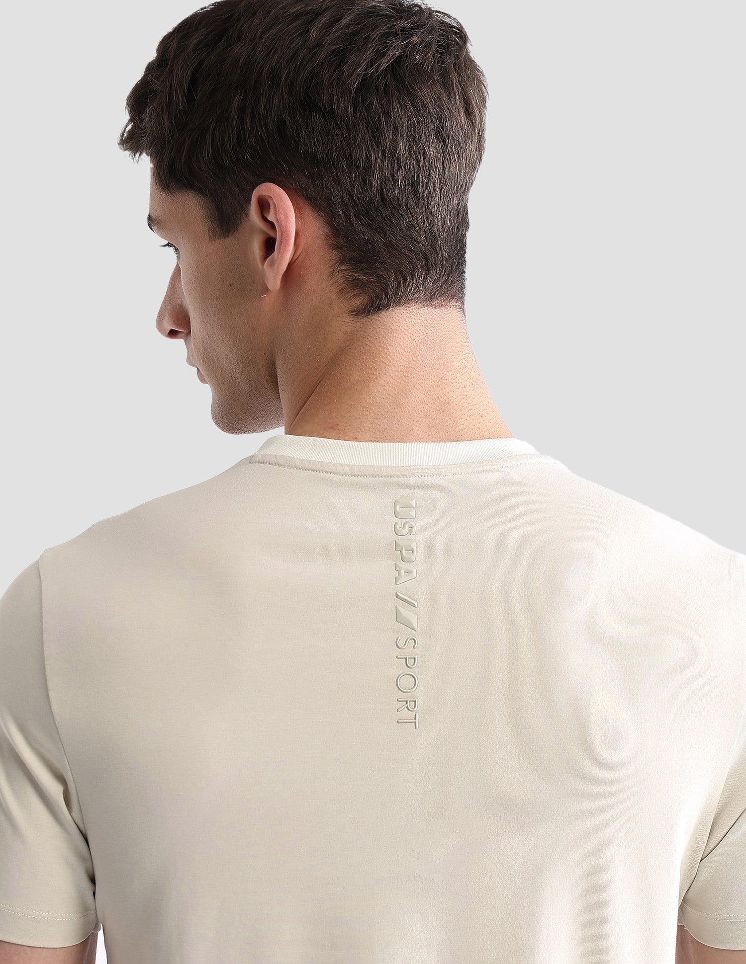 Brand Embossed Regular Fit Active T-Shirt Beige - U.S. POLO ASSN. | Large