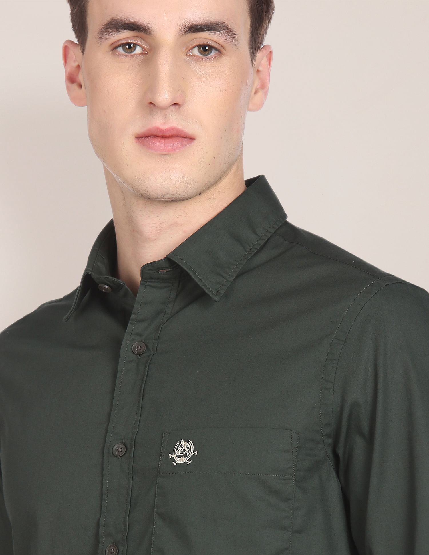 Tailored Regular Fit Solid Casual Shirt Dark Green - U.S. POLO ASSN. | Large