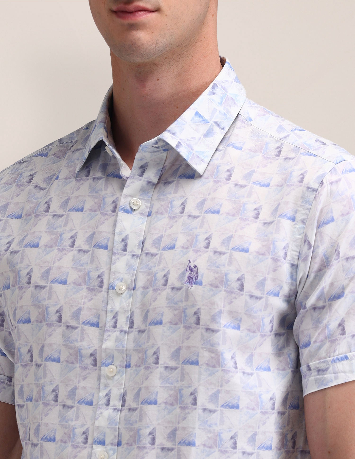 Tailored Fit Abstract Shirt White - U.S. Polo Assn. India | Large