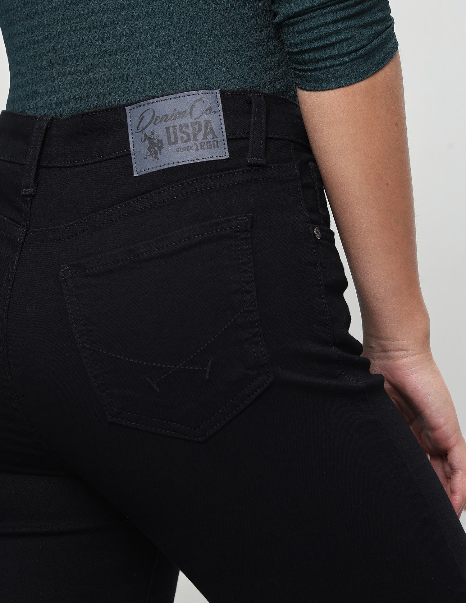 High Rise Flared Fit Jeans Jet Black - U.S. Polo Assn. India | Large