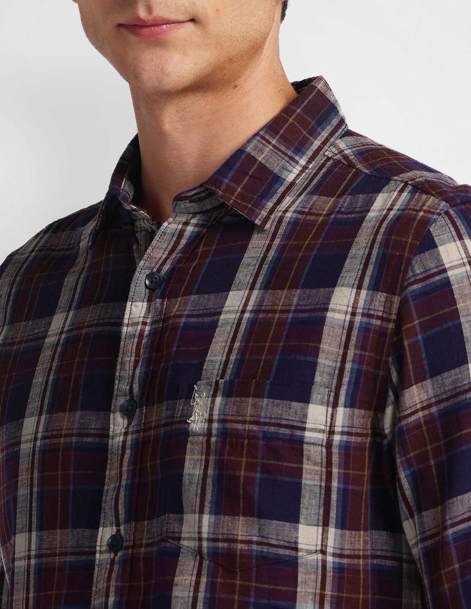 Tartan Check Slim Fit Shirt NAVY BLUE - U.S. Polo Assn. India | Large