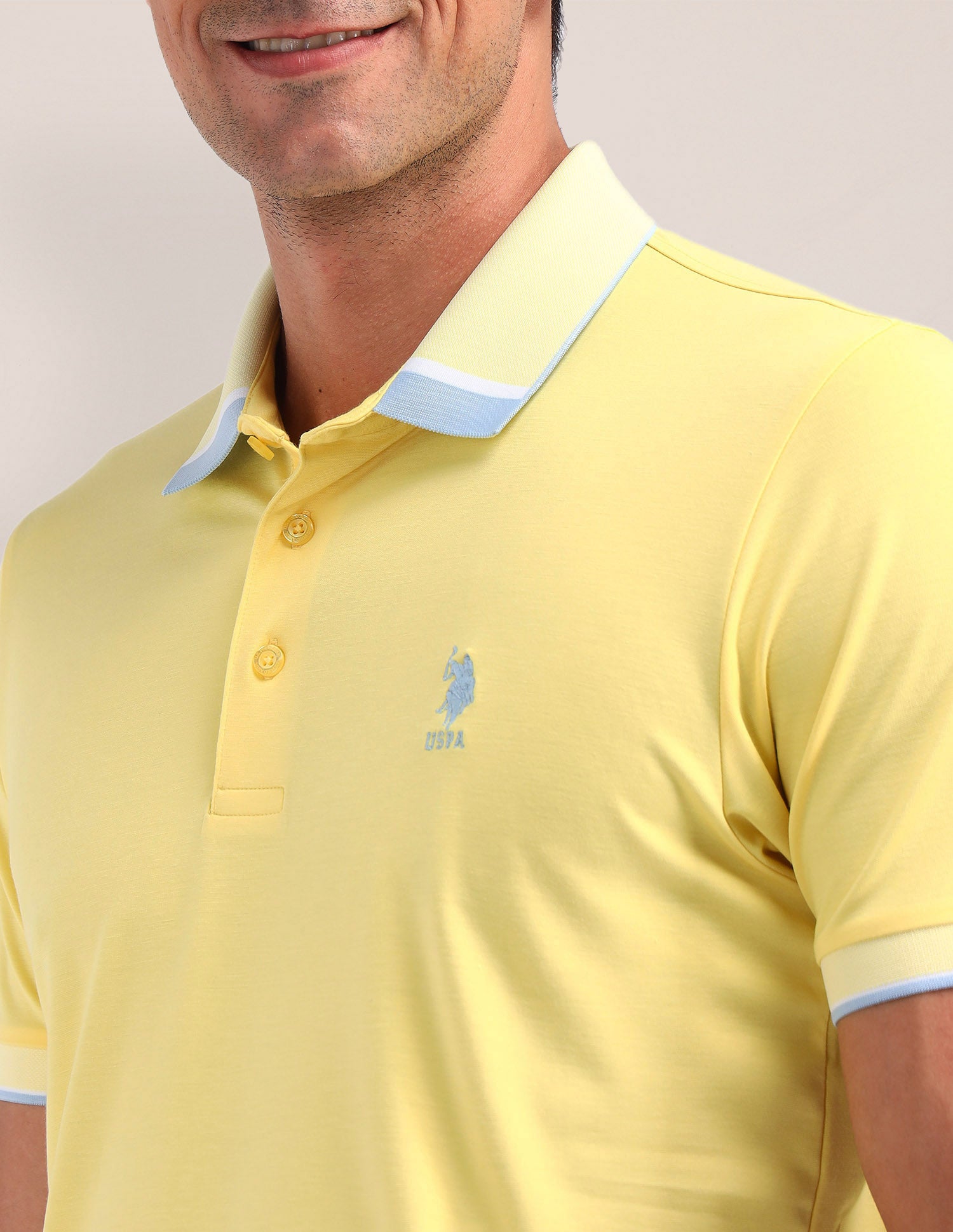 Solid Slim Fit Polo Shirt Yellow - U.S. Polo Assn. India | Large