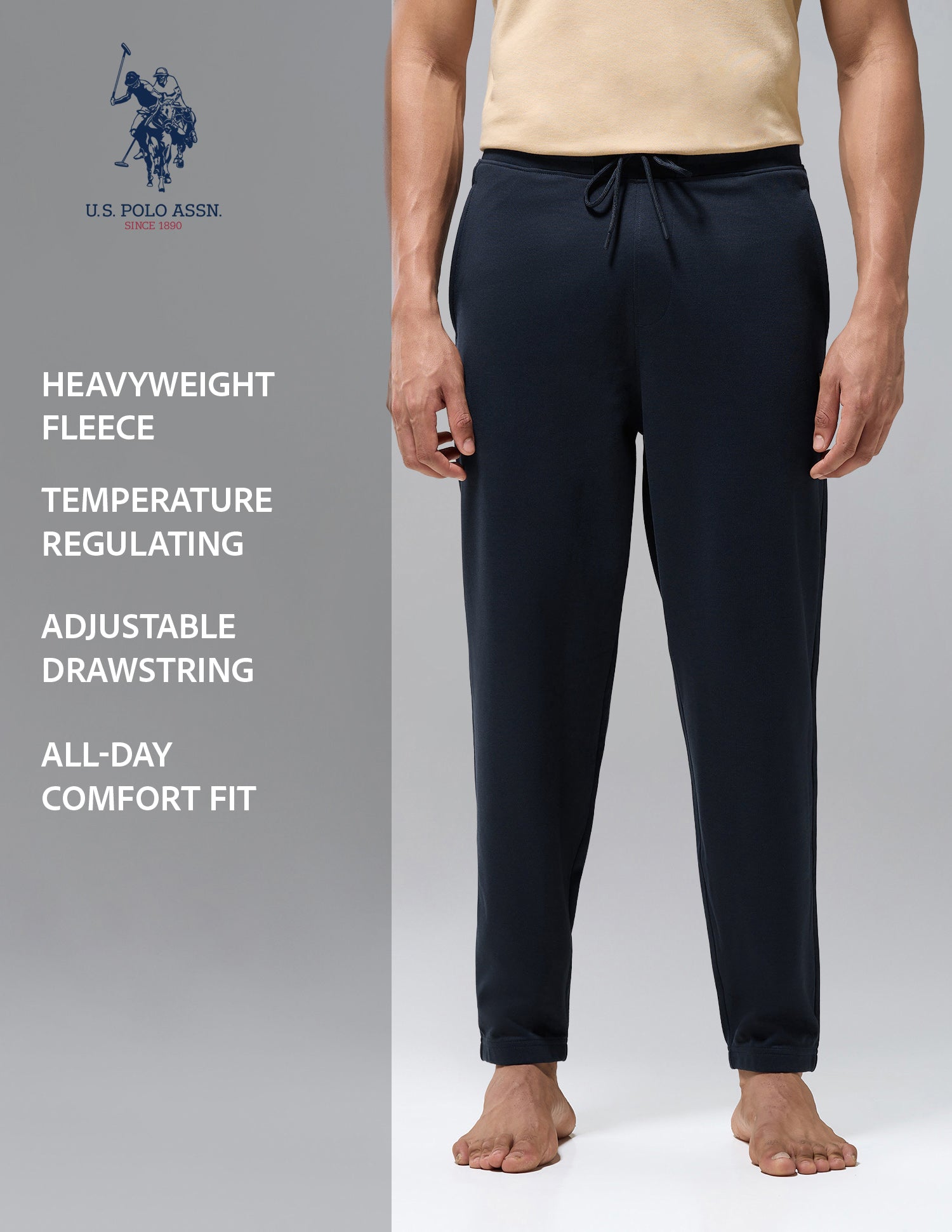 Comfort Fit Heavyweight Fleece OJ011 Joggers Navy - U.S. Polo Assn. India | Large