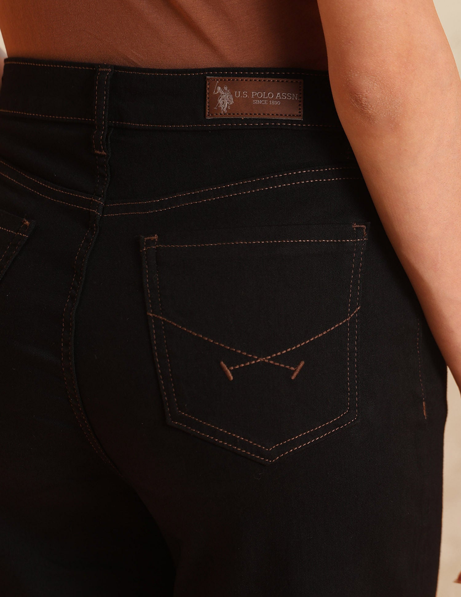 High Rise Wide Leg Jeans Rinse Black - U.S. POLO ASSN. | Large