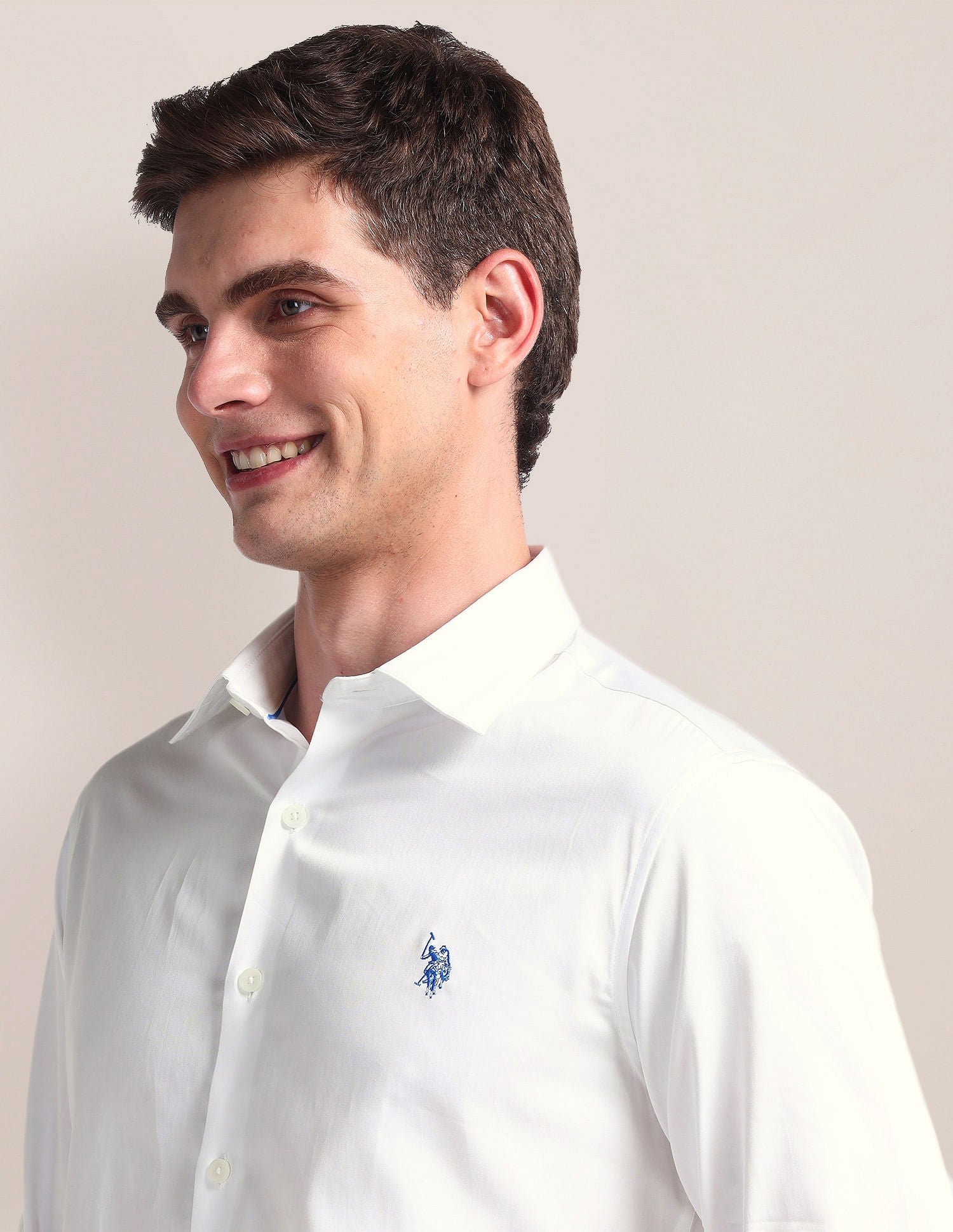Semi-Cutaway Collar Solid Shirt White - U.S. POLO ASSN. | Large
