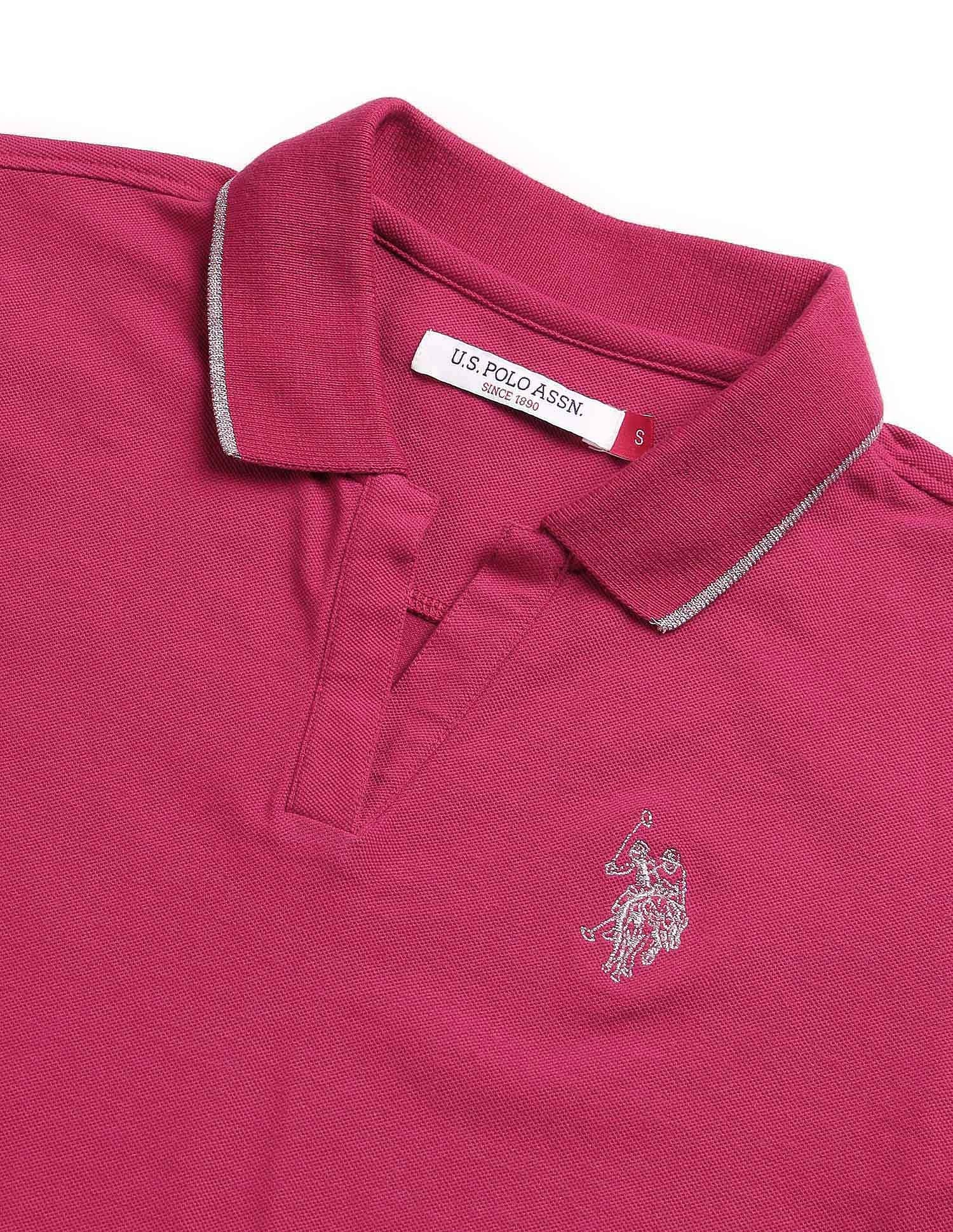 Regular Fit Solid Polo Shirt Fuchsia - U.S. POLO ASSN. | Large