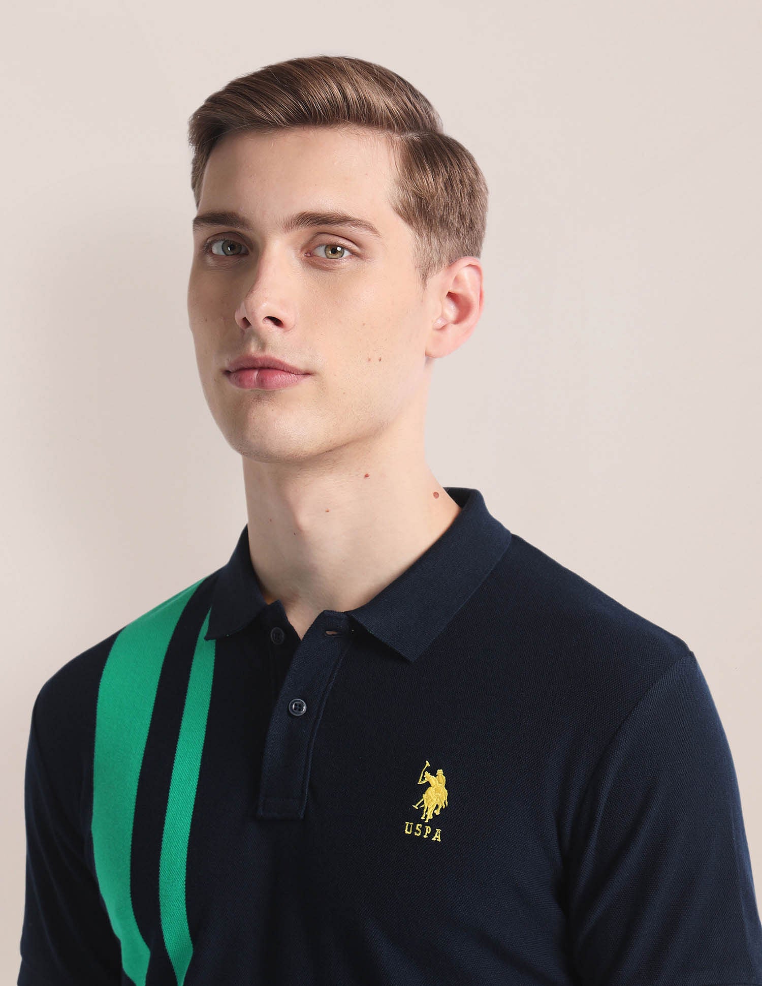 Vertical Stripe Slim Polo Shirt Navy - U.S. Polo Assn. India | Large