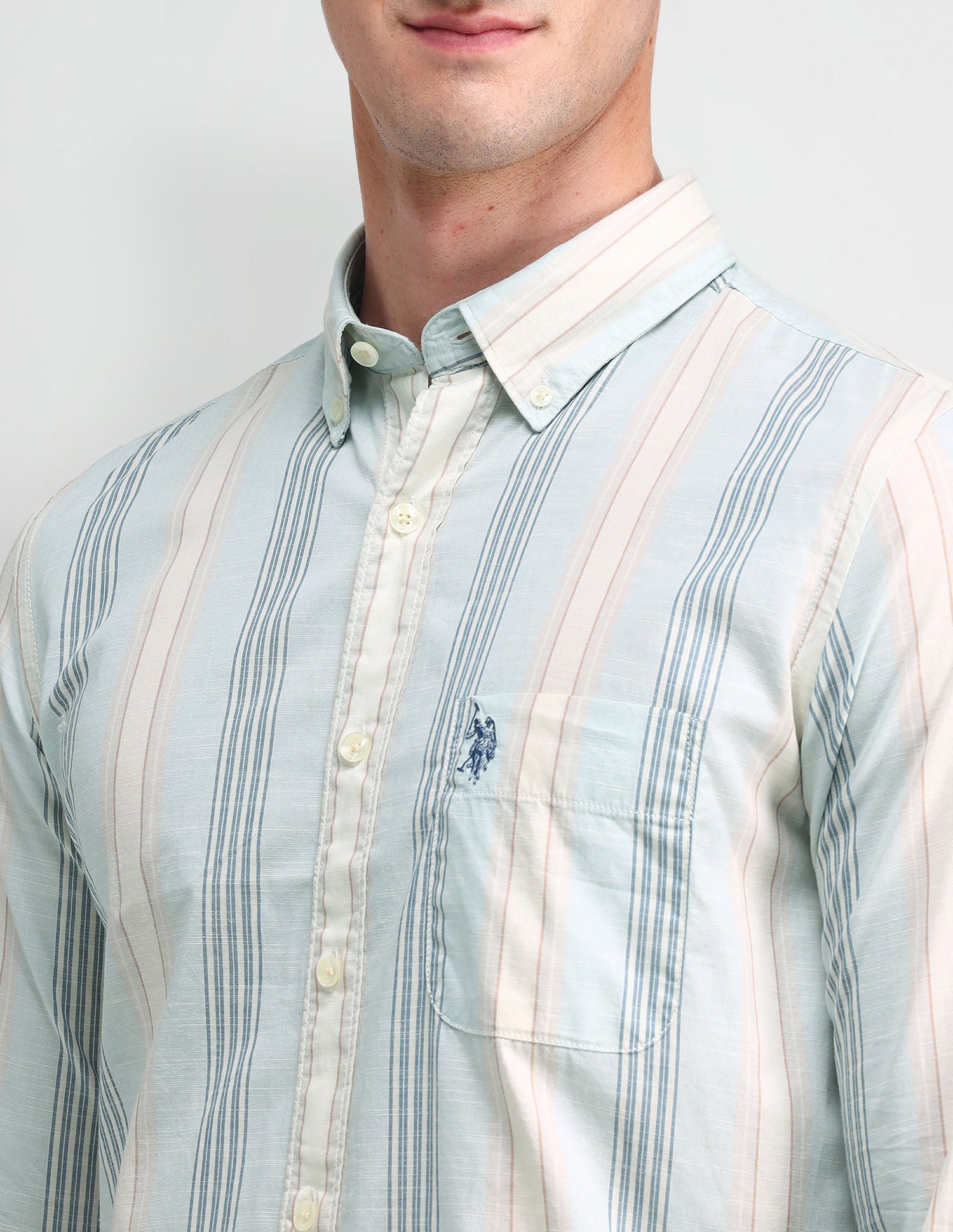Button Down Slim Fit Shirt Light Blue - U.S. Polo Assn. India | Large