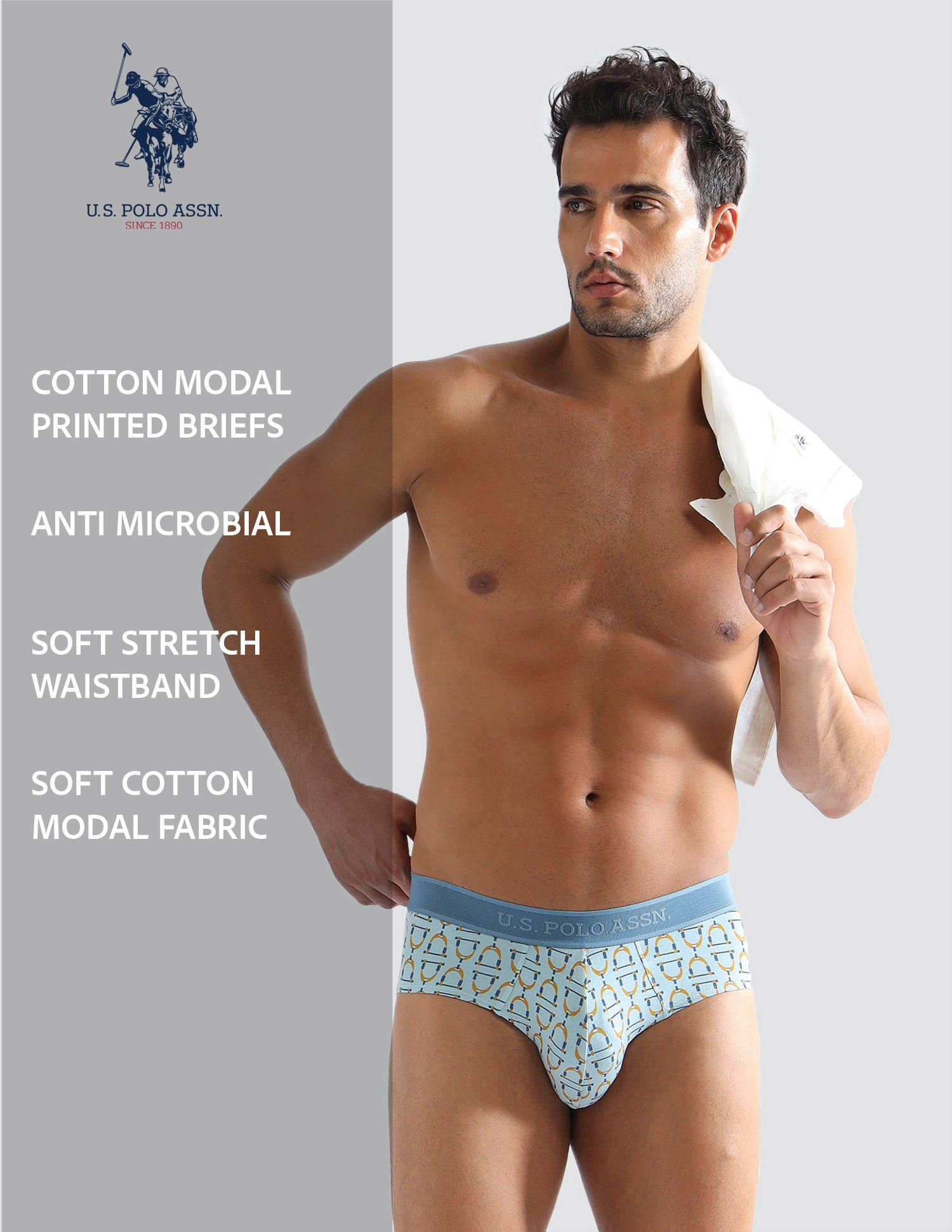 Elasticized Waist Printed PB005 Briefs - Pack of 1 Blue - U.S. POLO ASSN. | Large