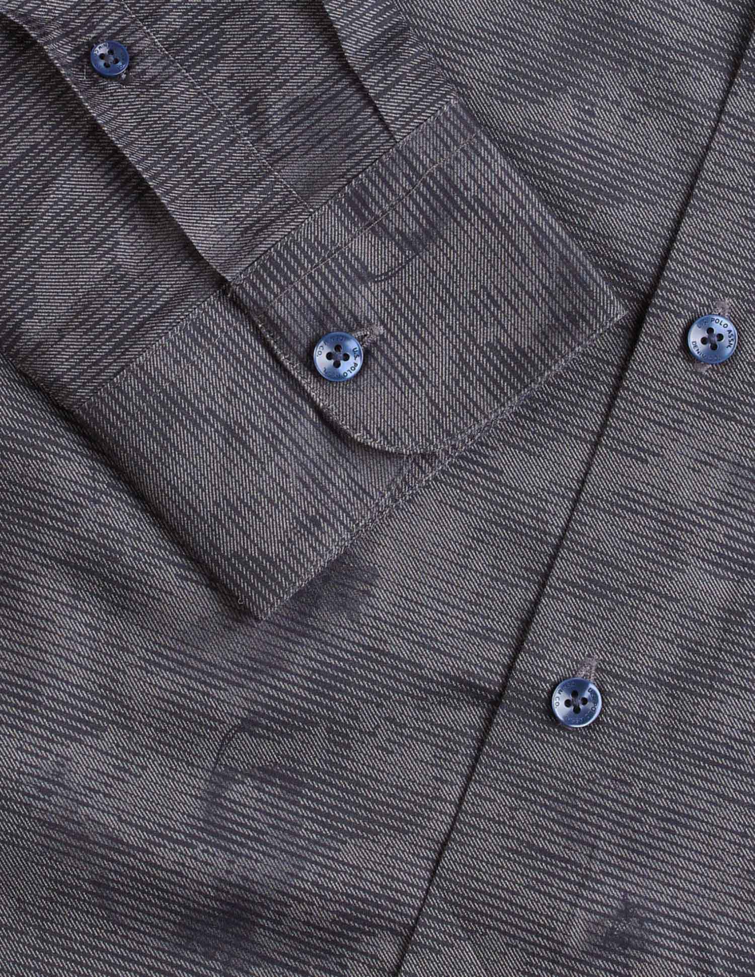 All-Over Printed Pure Cotton Shirt Dark Grey - U.S. Polo Assn. India | Large