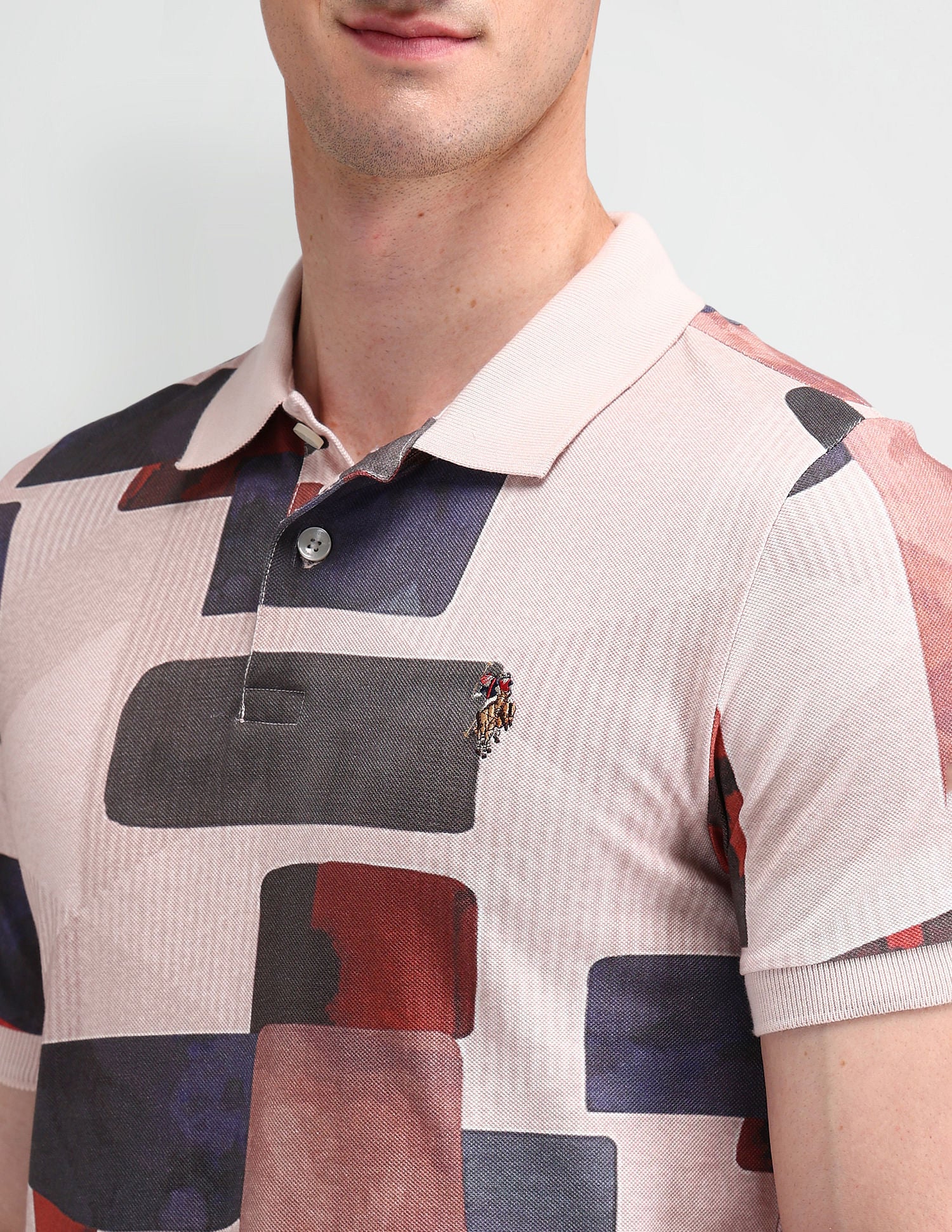 Muscle Fit Abstract Polo Shirt Mauve - U.S. Polo Assn. India | Large