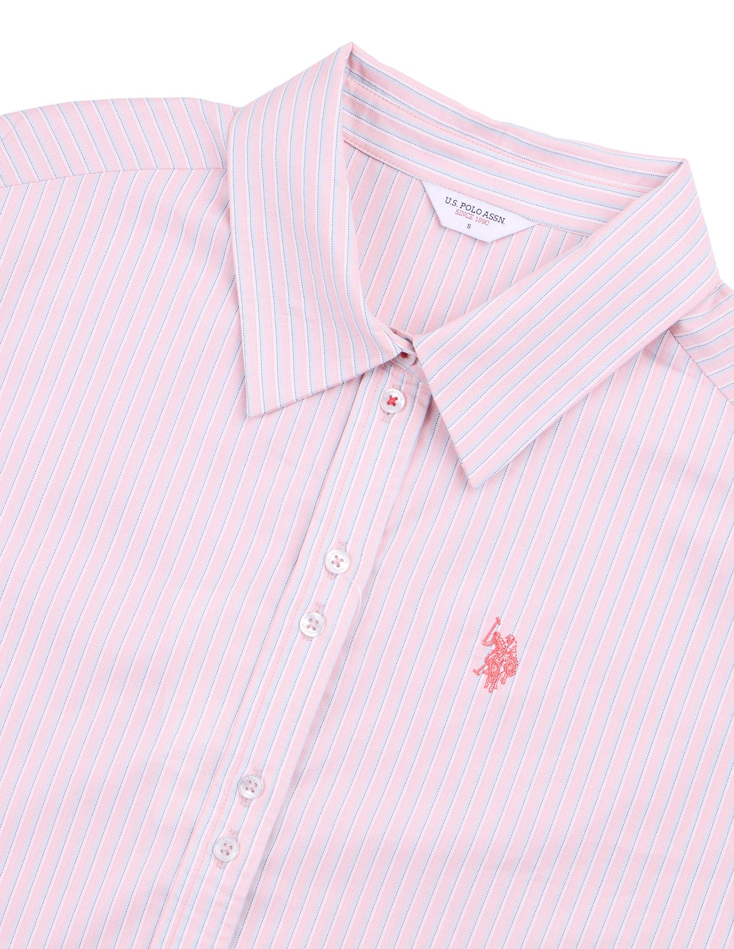 Vertical Striped Boyfriend Fit Shirt Pink - U.S. Polo Assn. India | Large
