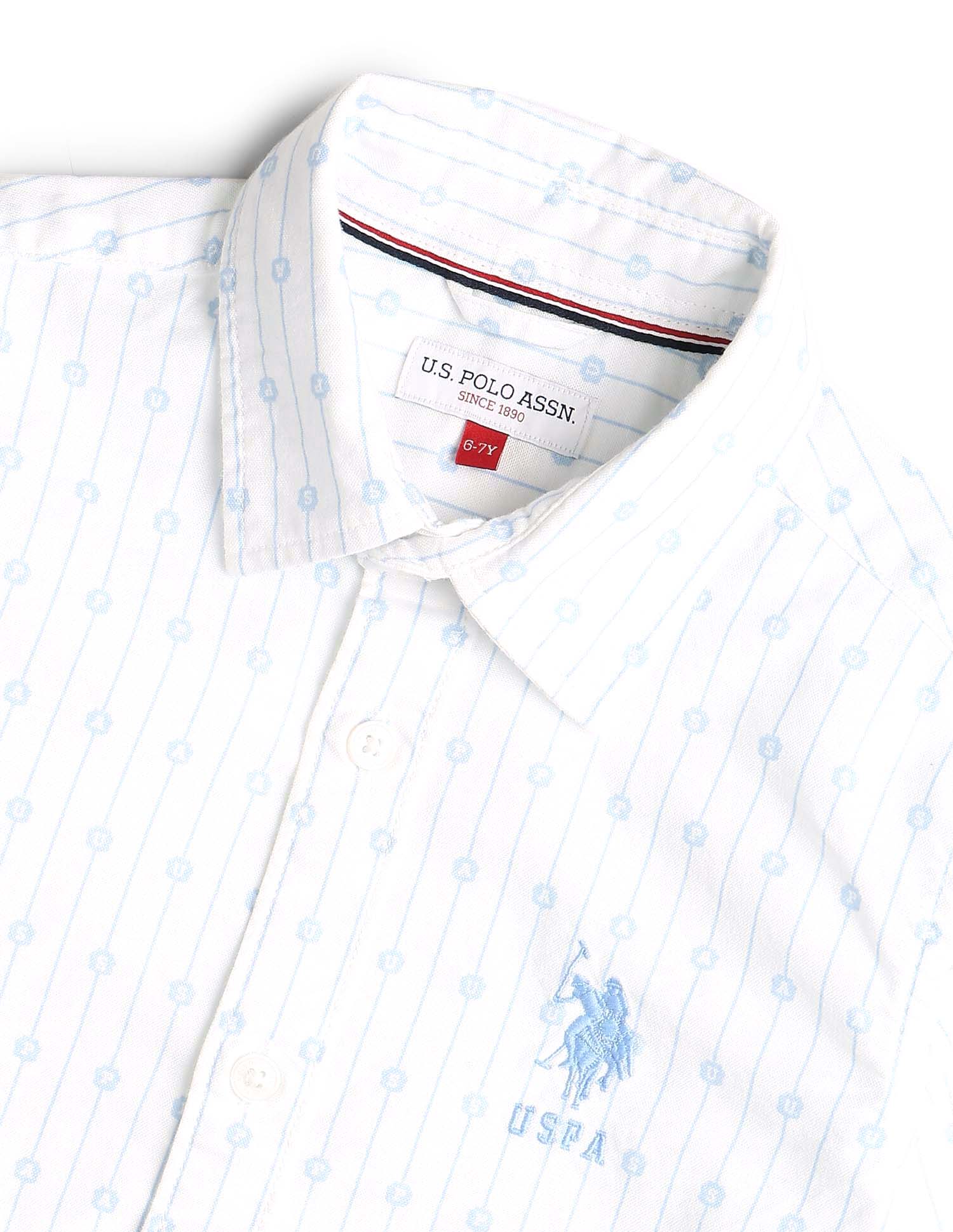 Boys Vertical Striped Oxford Shirt White - U.S. POLO ASSN. | Large