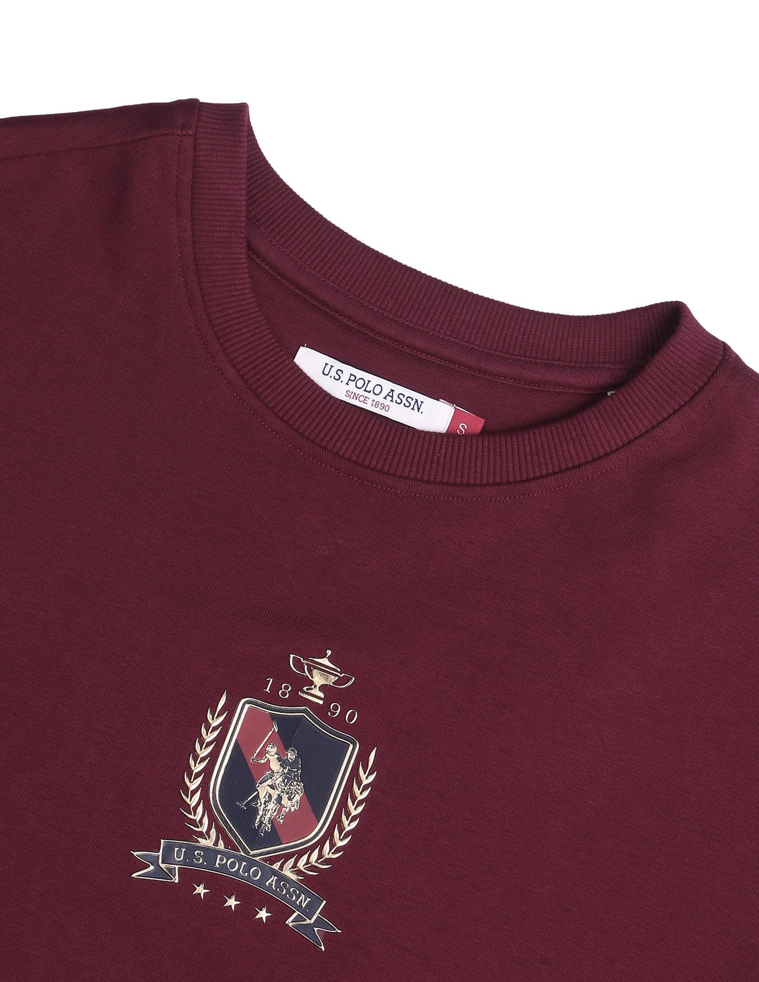 Brand Embossed Relaxed Fit Sweatshirt Maroon - U.S. Polo Assn. India | Large