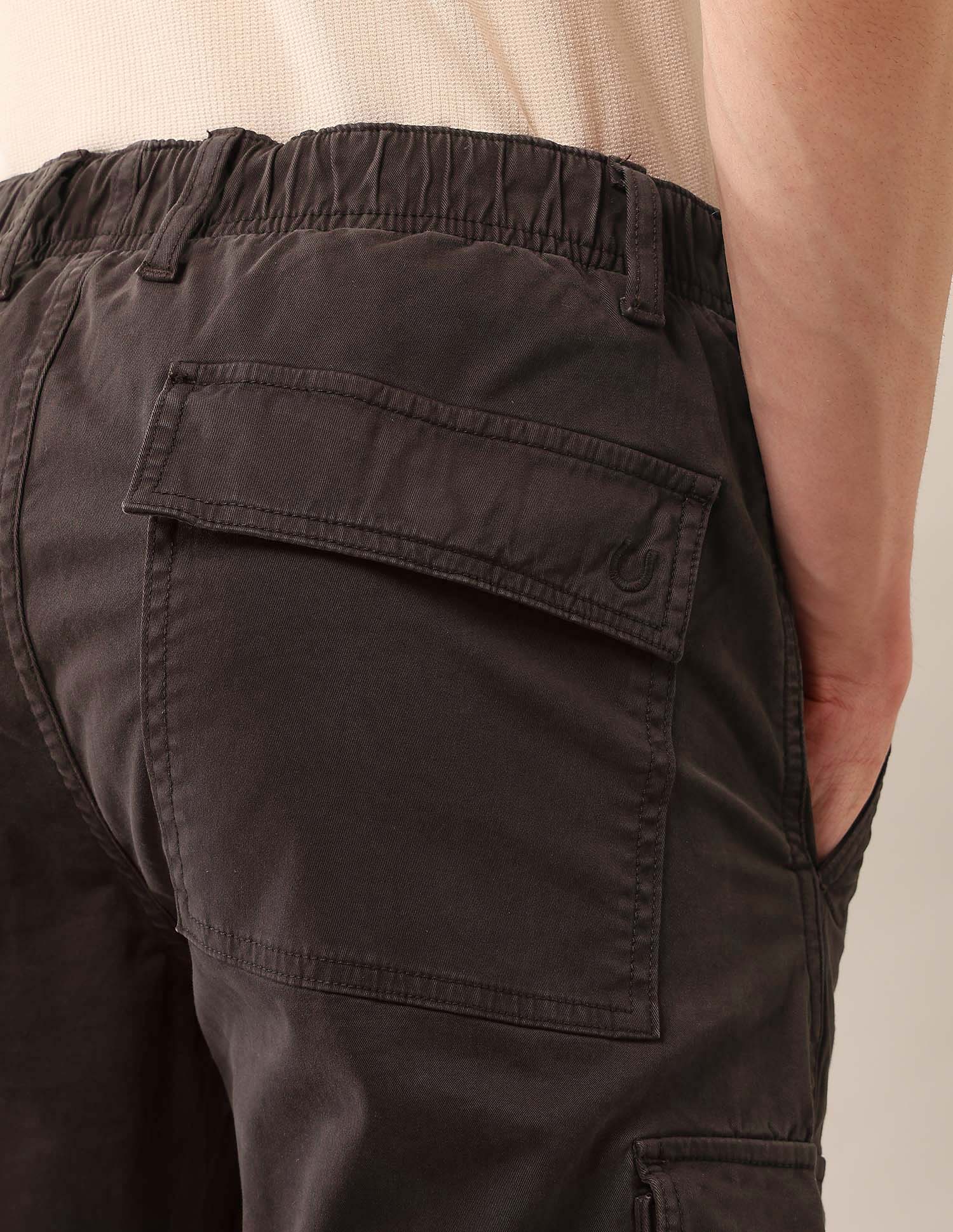 Solid Straight Fit Twill Cargos Brown - U.S. Polo Assn. India | Large
