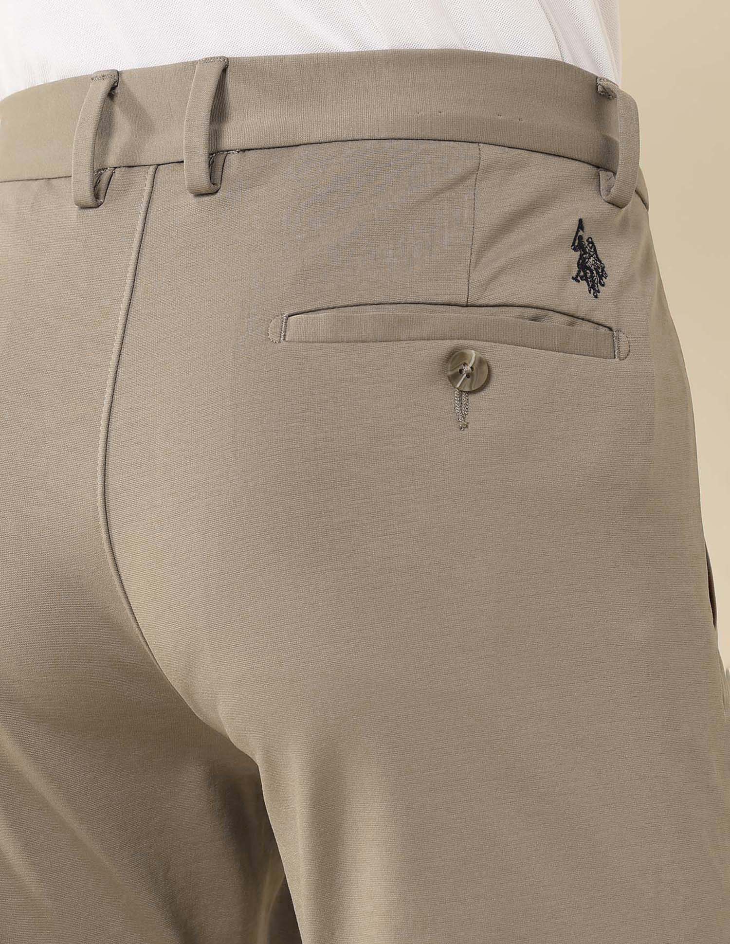 Solid Austin Slim Fit Twill Trousers Khaki - U.S. POLO ASSN. | Large