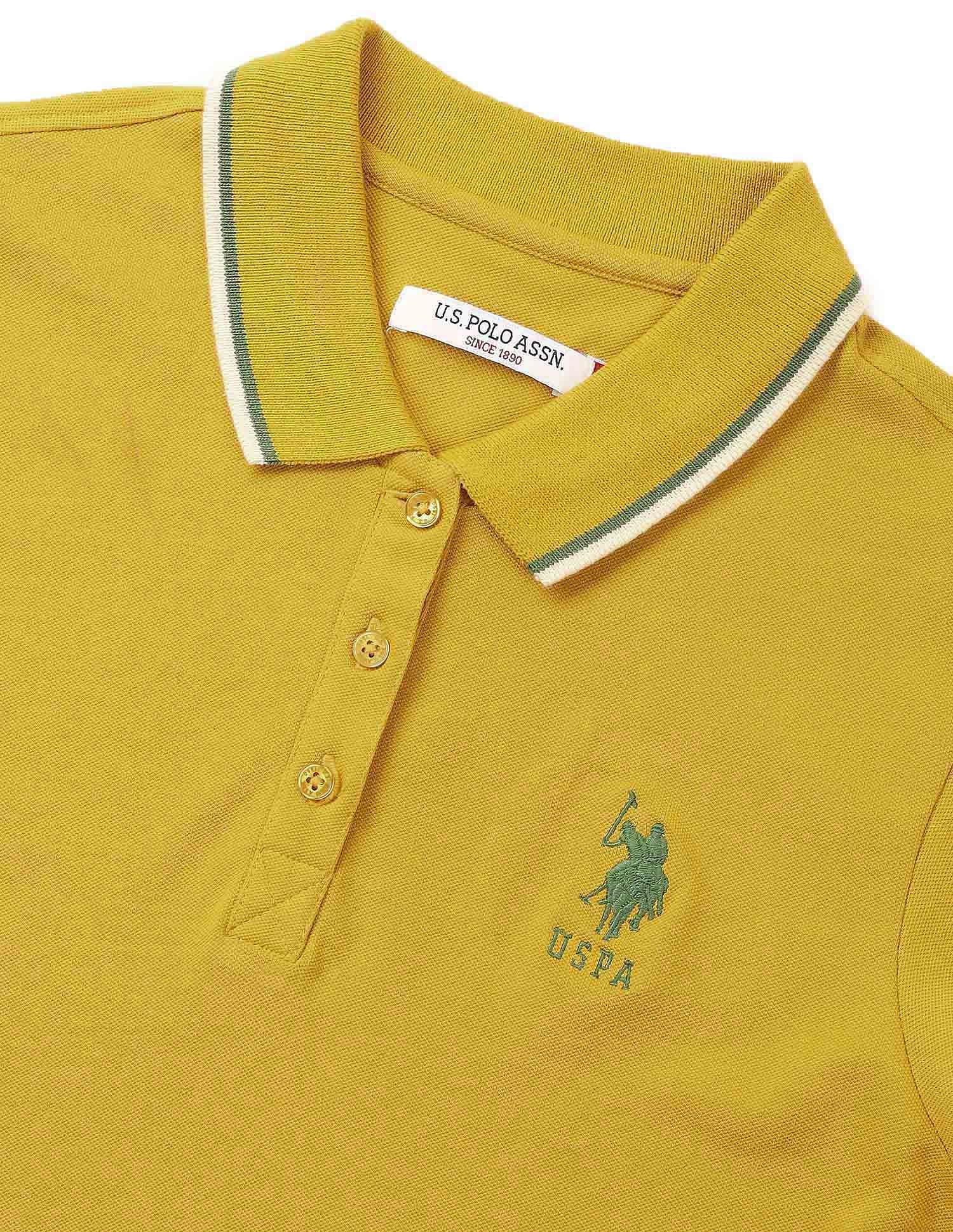 Tipped Collar Regular Fit Polo Shirt Mustard - U.S. Polo Assn. India | Large