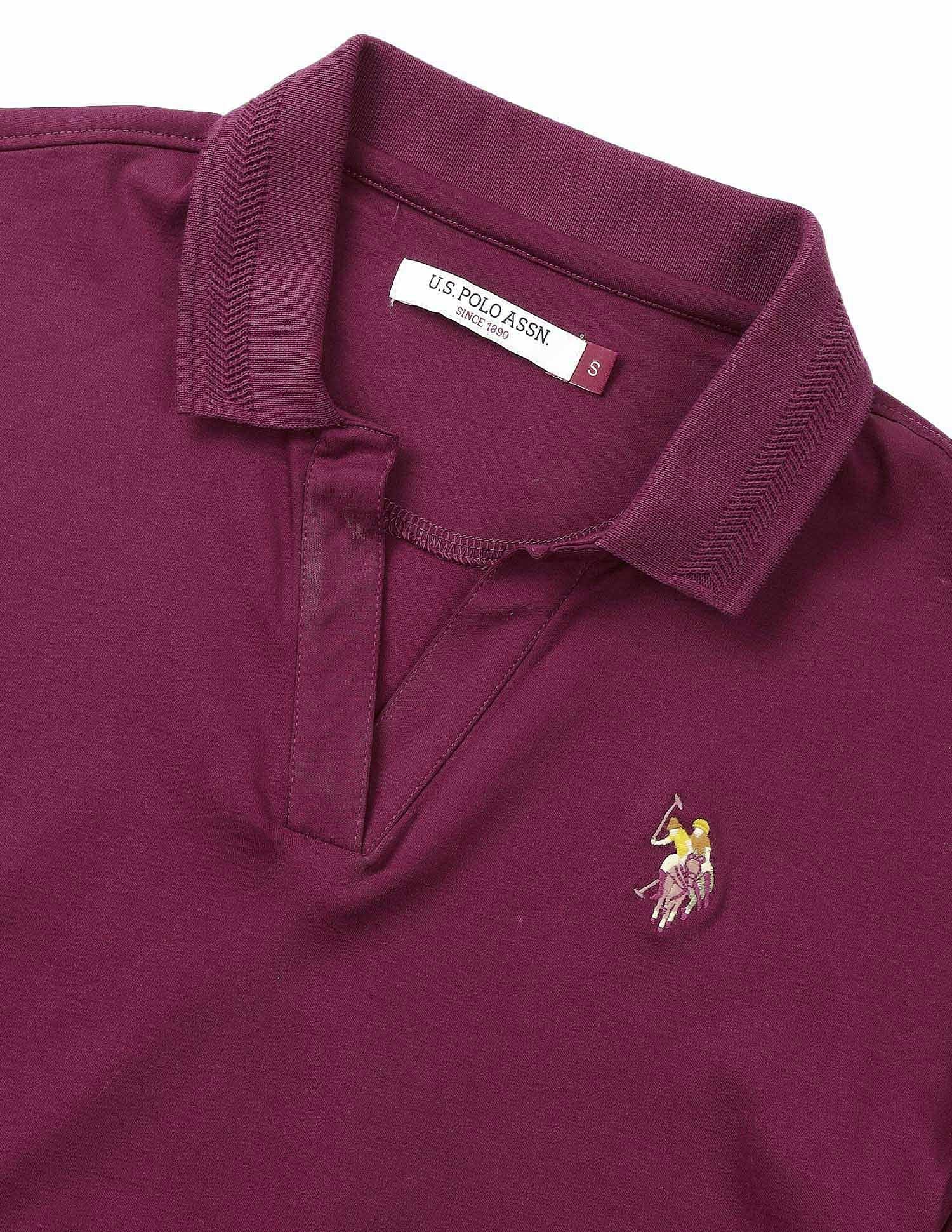 Boxy Fit Cotton Polo Shirt Wine - U.S. Polo Assn. India | Large