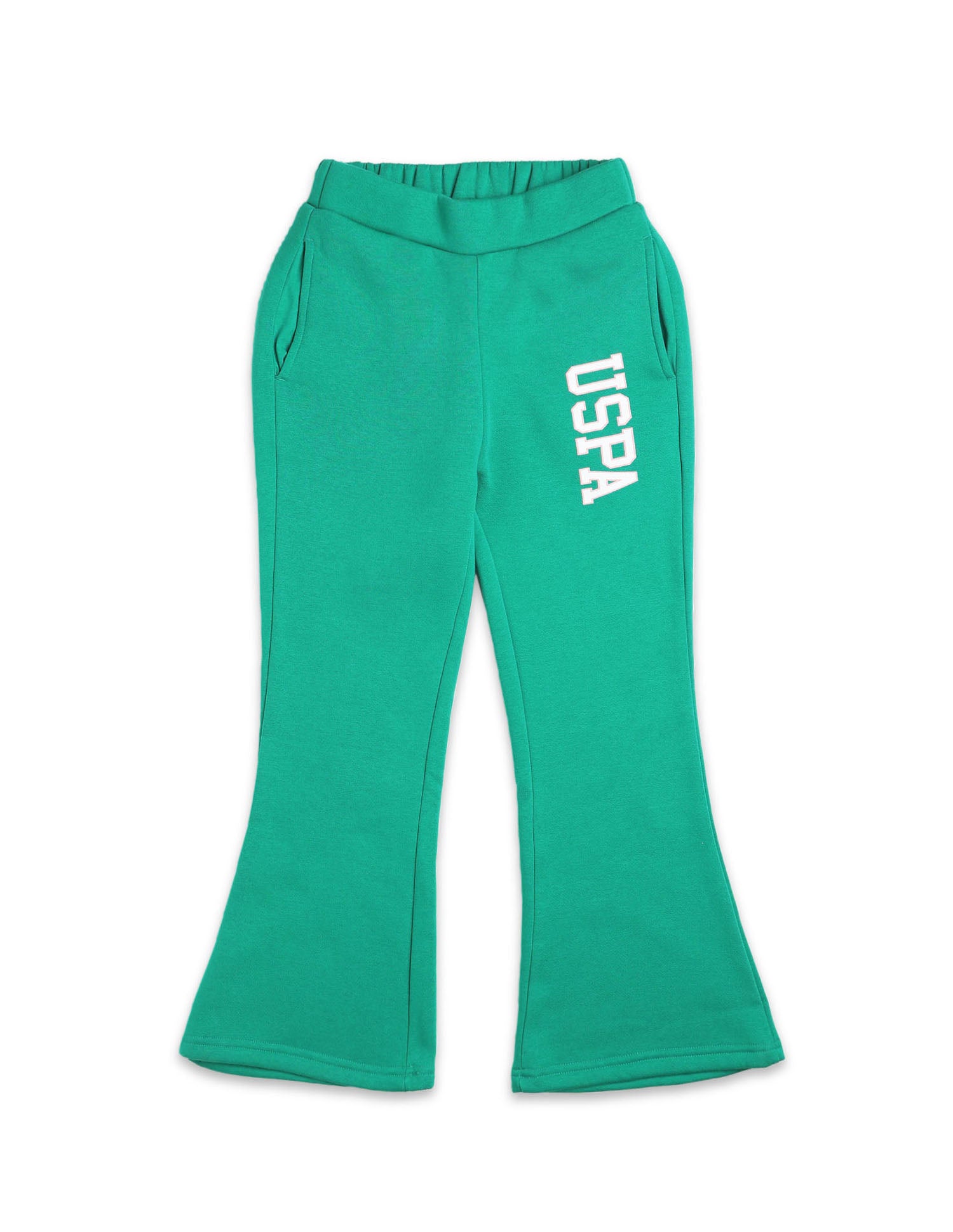 Girls Solid Regular Fit Flared Track Pants Green - U.S. POLO ASSN. | Large
