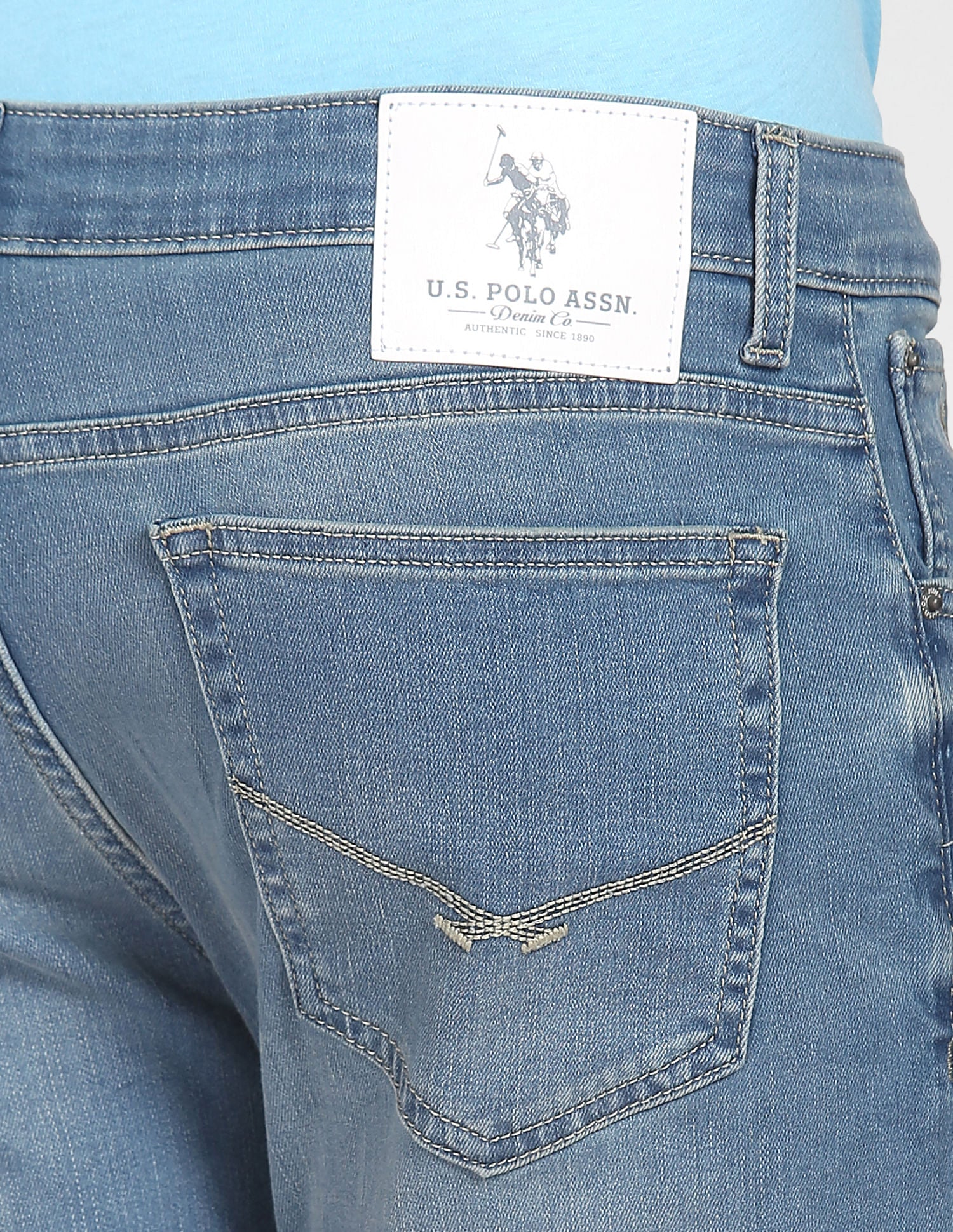 Regallo Skinny Fit Stone Wash Jeans Blue - U.S. Polo Assn. India | Large