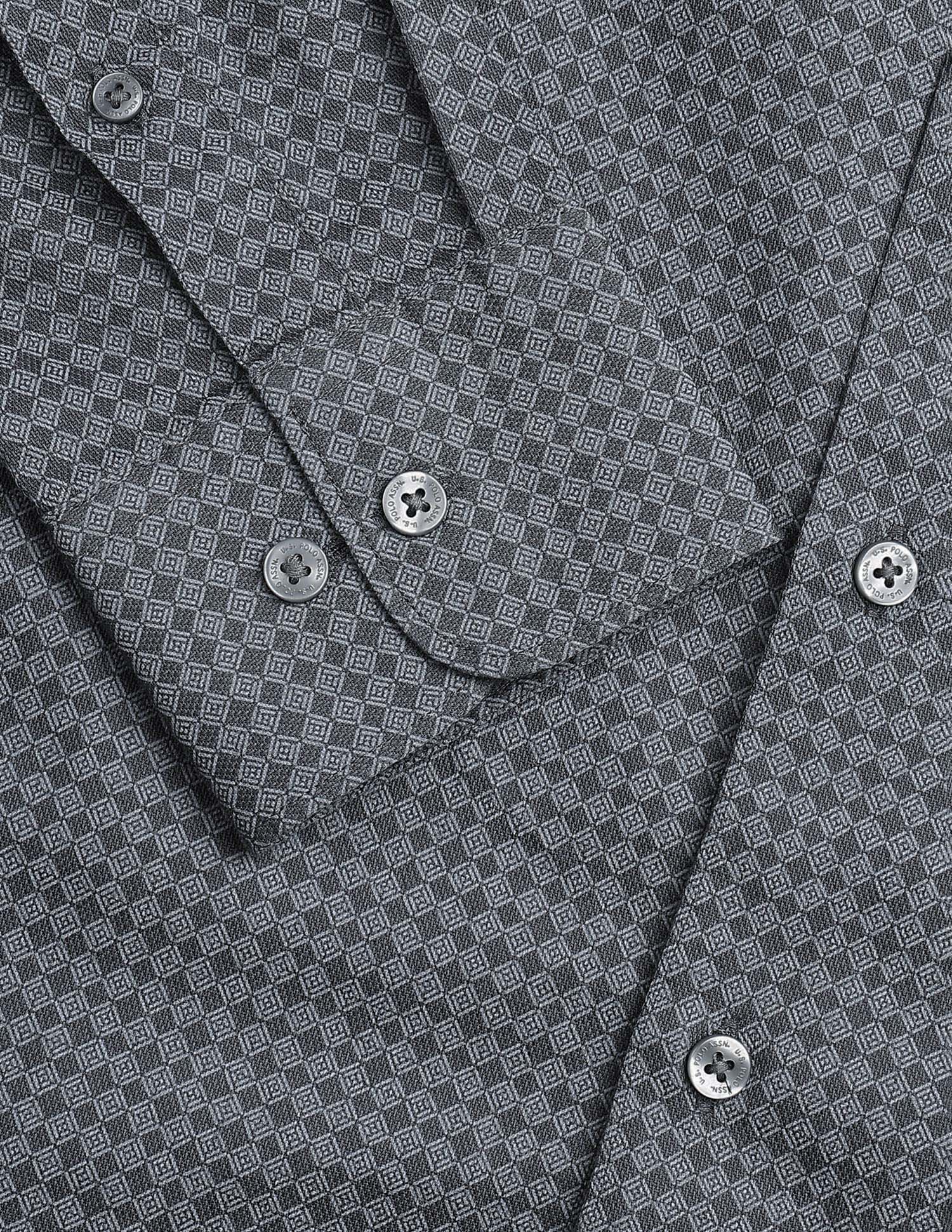 Geometric Printed Dobby Shirt Dark Grey - U.S. Polo Assn. India | Large