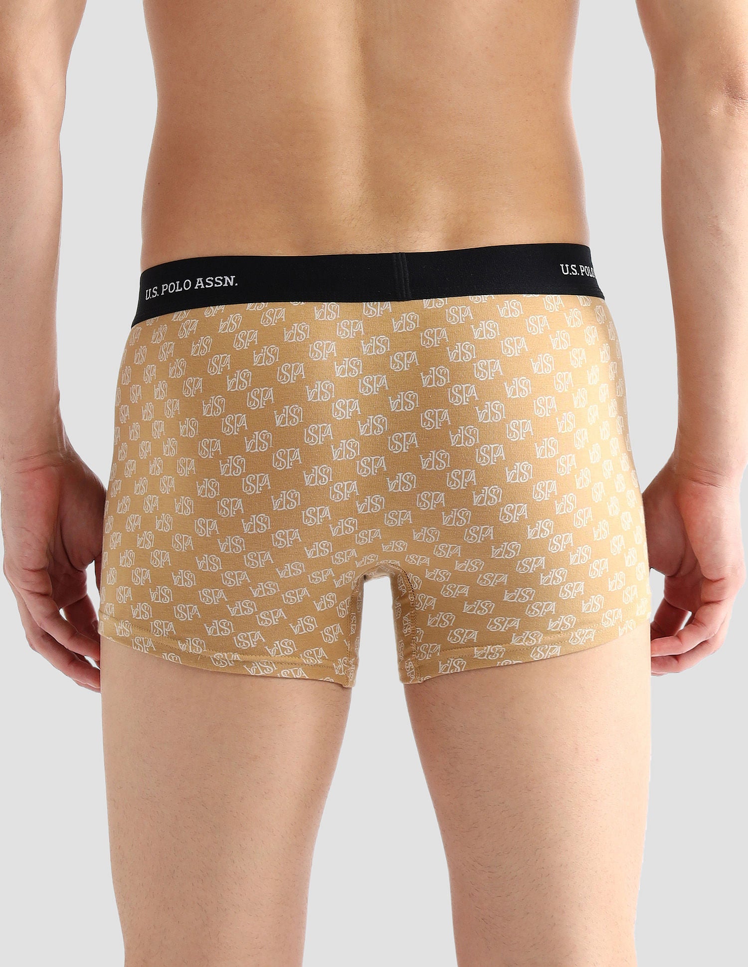 Elasticized Waist Solid OET14 Trunks - Pack Of 3 Old Rose, Iced Coffee and White - U.S. POLO ASSN. | Large