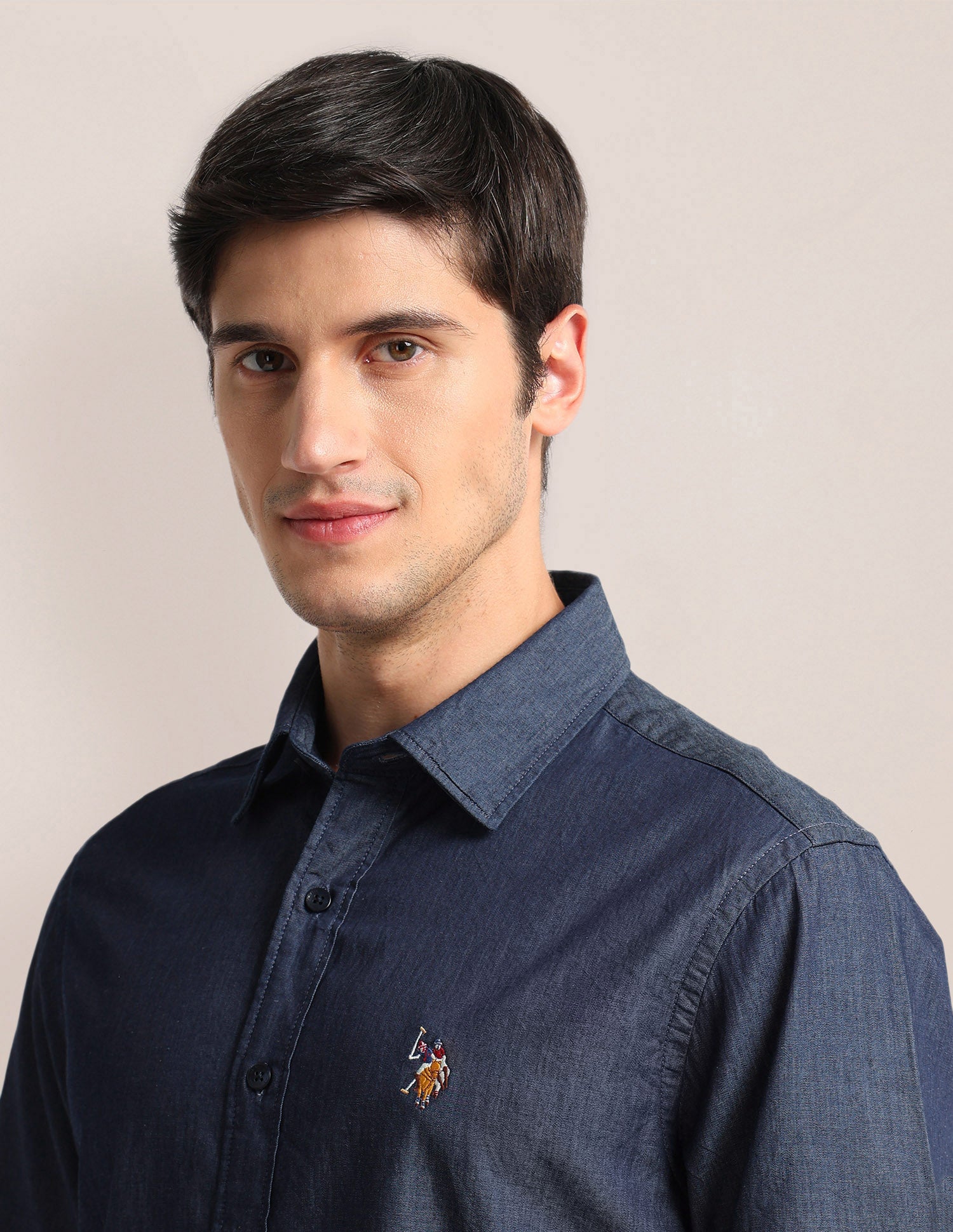 Tailored Fit Chambray Shirt Indigo - U.S. POLO ASSN. | Large