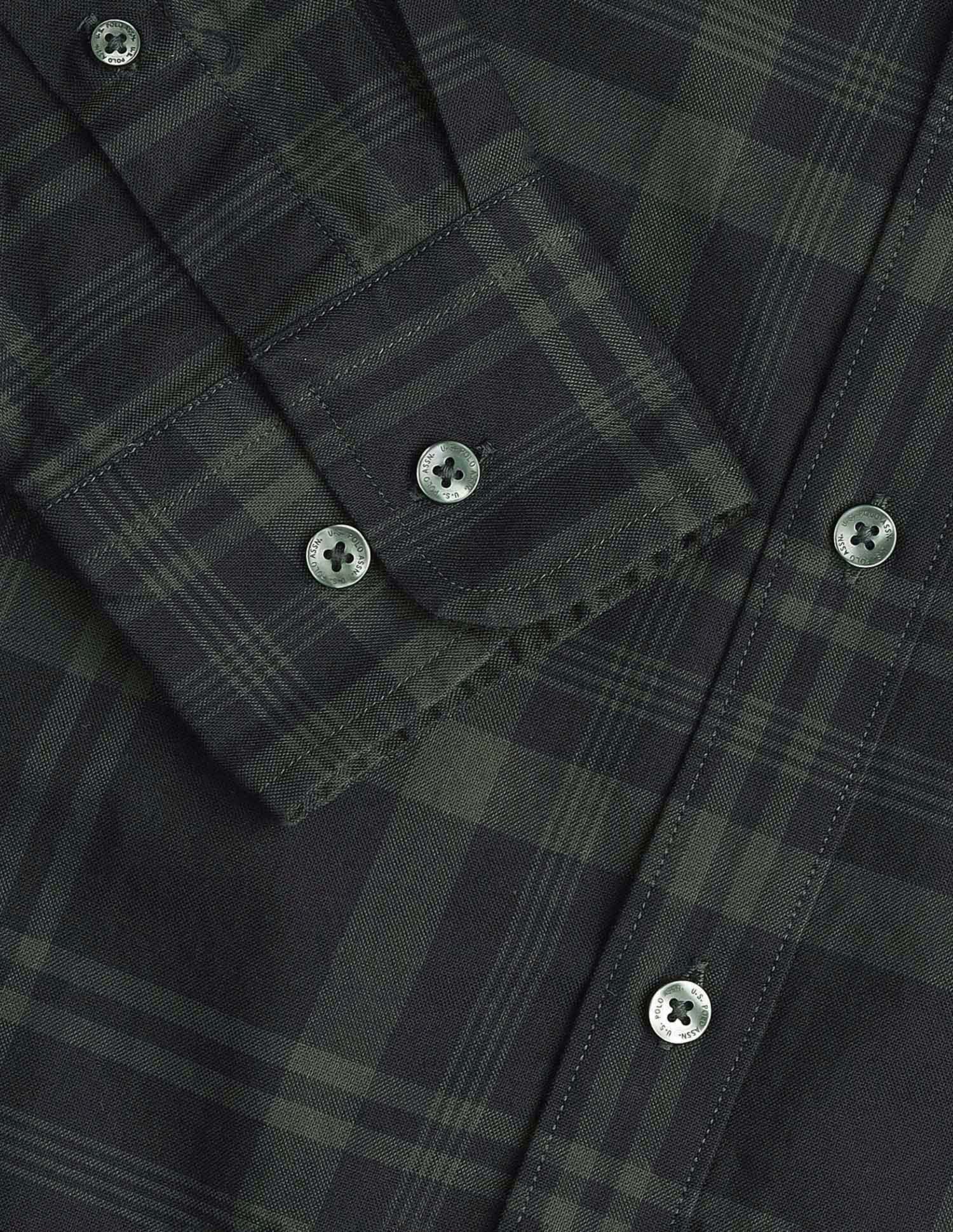 Pure Cotton Tailored Fit Shirt Dark Green - U.S. Polo Assn. India | Large
